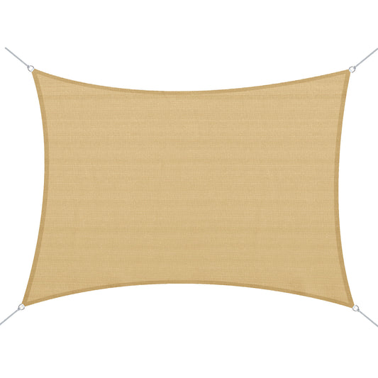 Rectangular beige HDPE shade sail with reinforced corners and Drings for outdoor sun protection