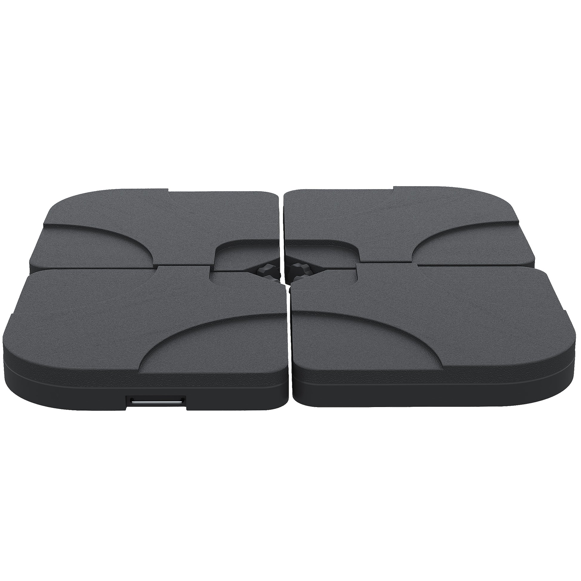 Dark gray modular patio umbrella base four interlocking weighted sections