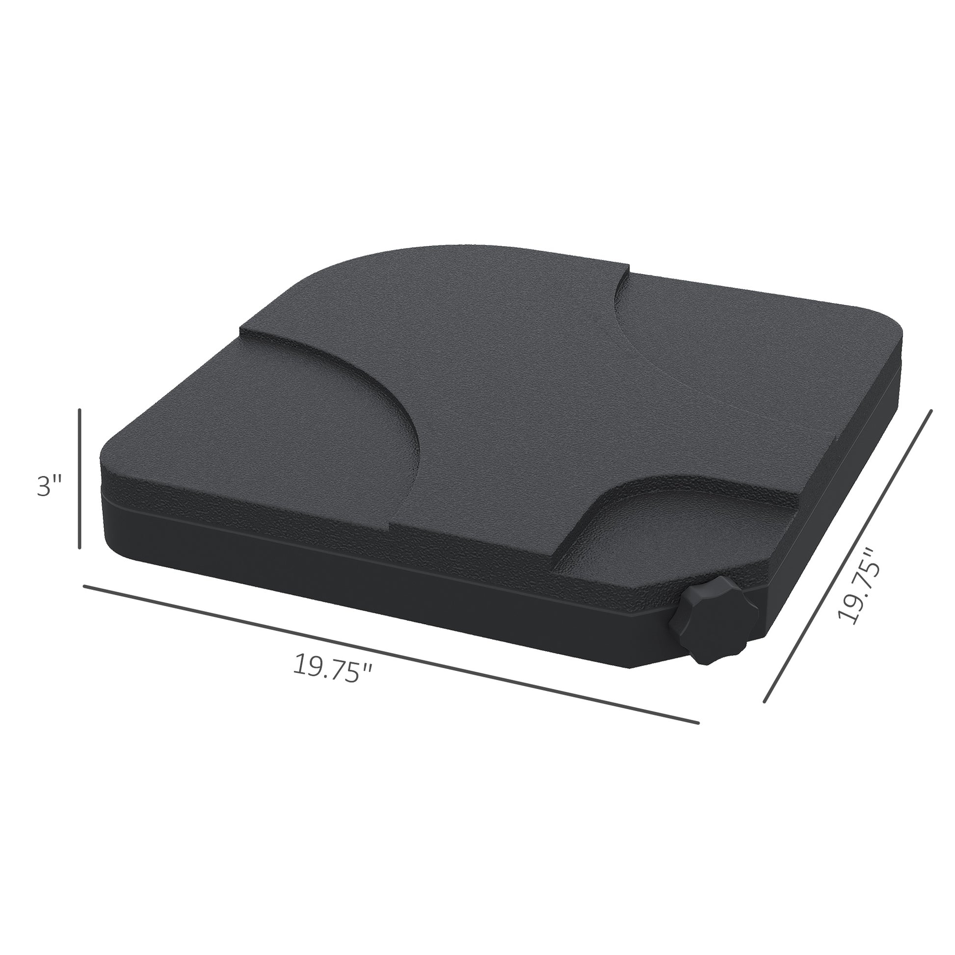 Black textured patio umbrella base  x  inches square with a inch height