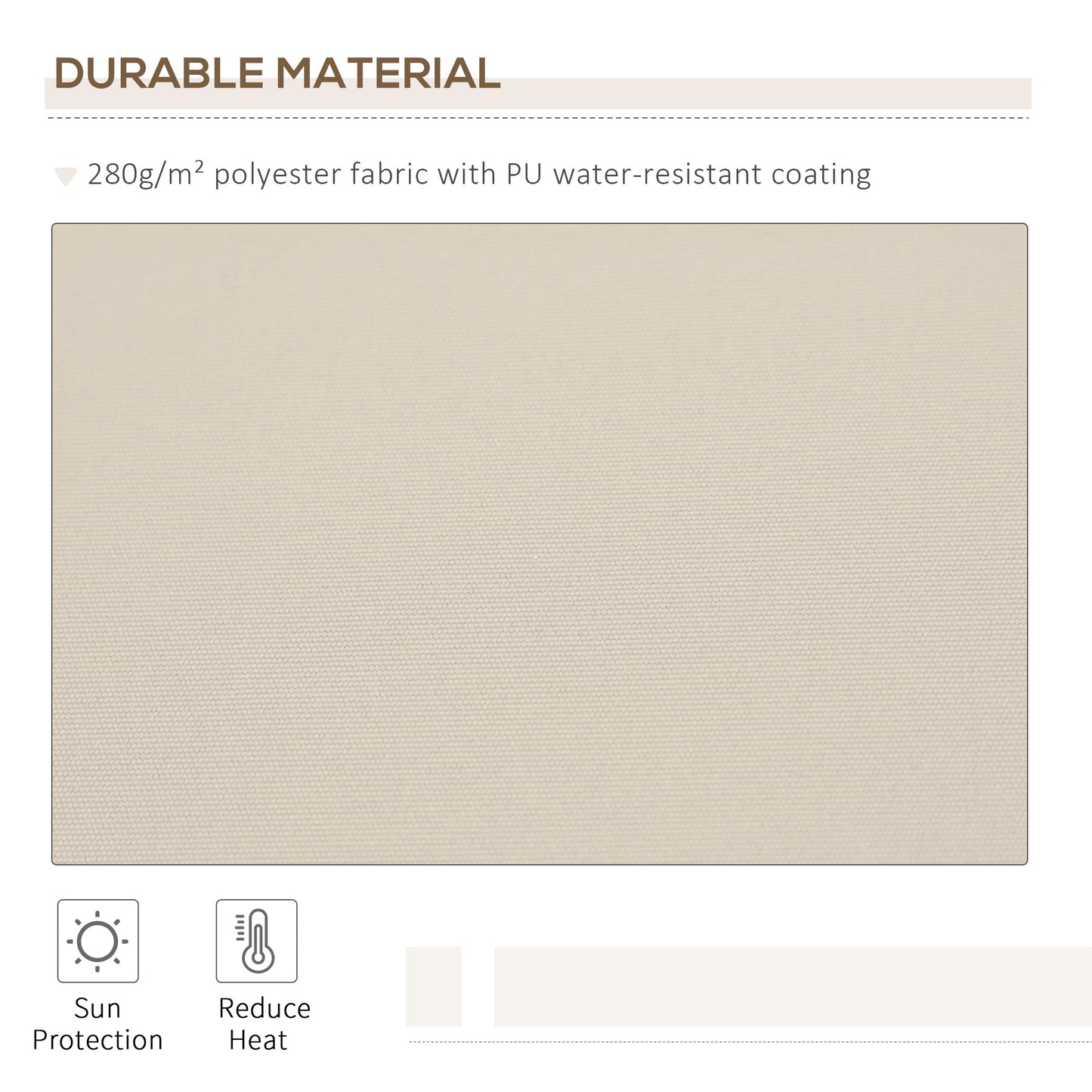 Textured beige polyester fabric with durable PU waterresistant coating