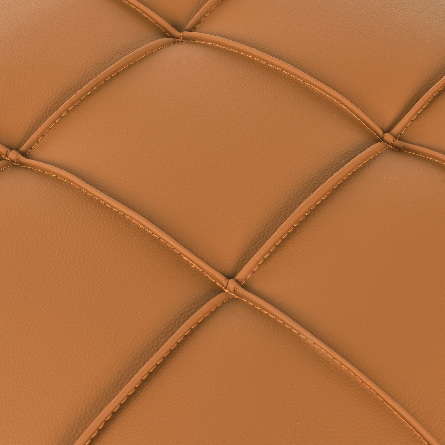Brown faux leather upholstery with diamond stitching detail