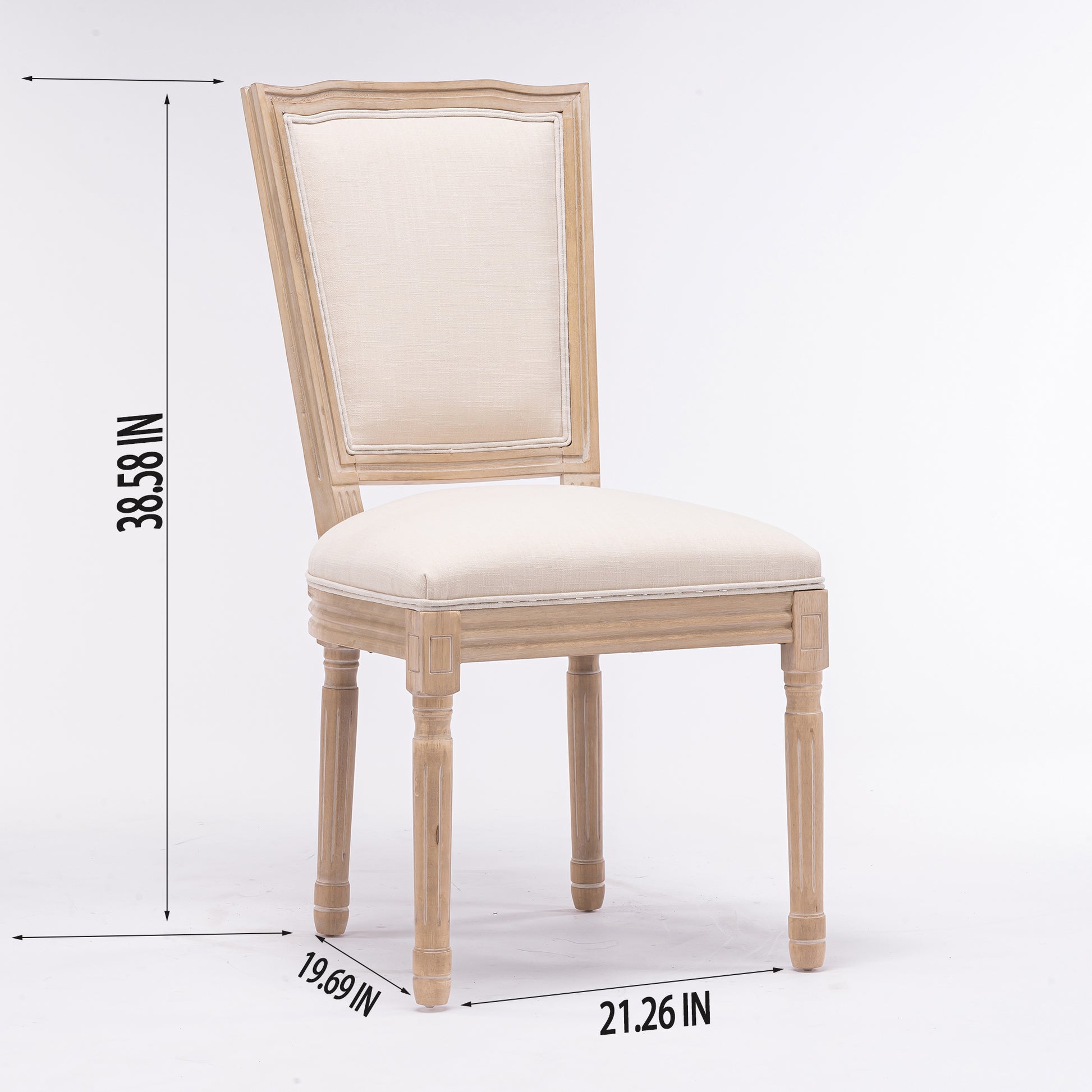 French provincial dining chair with light oak finish and cream upholstered seat and back