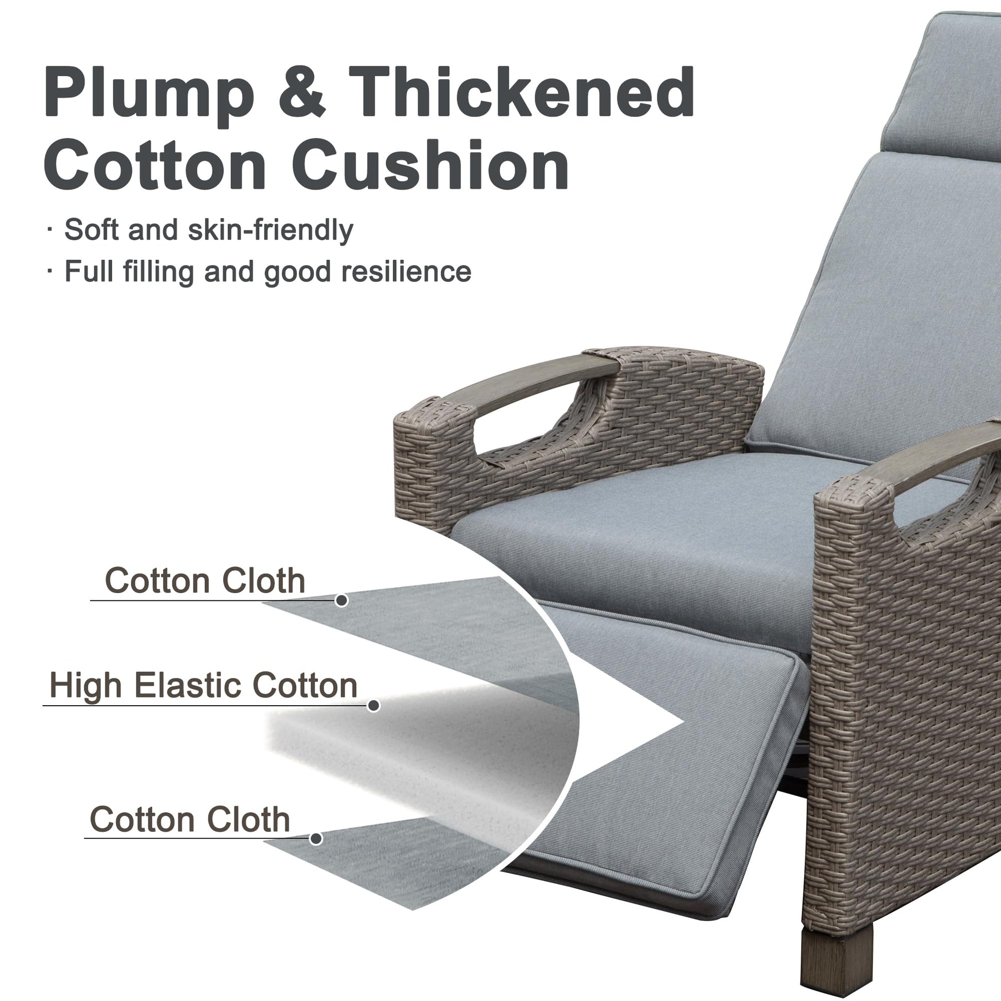 Plump grey cotton cushion with high elastic cotton filling for comfort