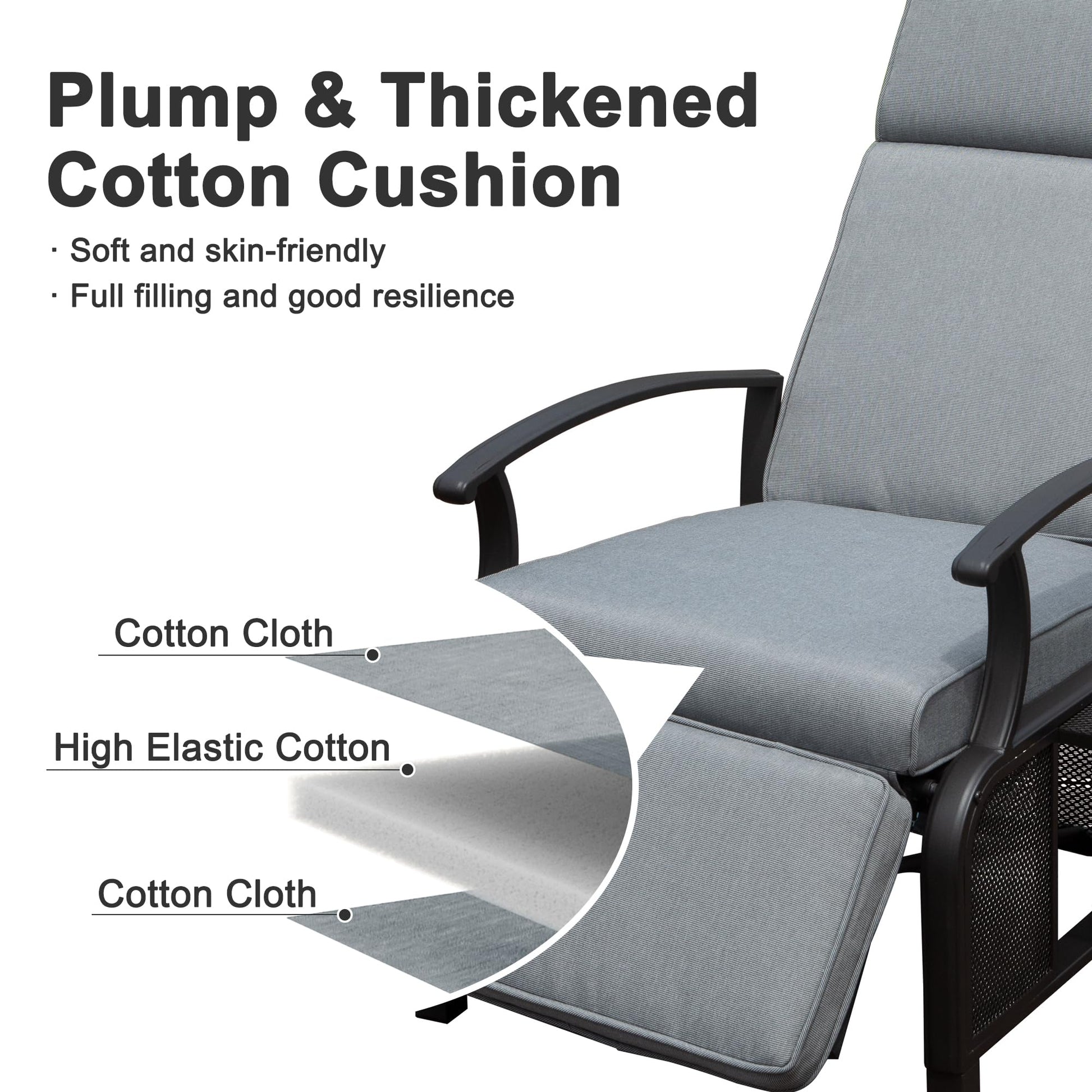 Plump gray cotton cushion with layered high elastic cotton filling for ultimate comfort