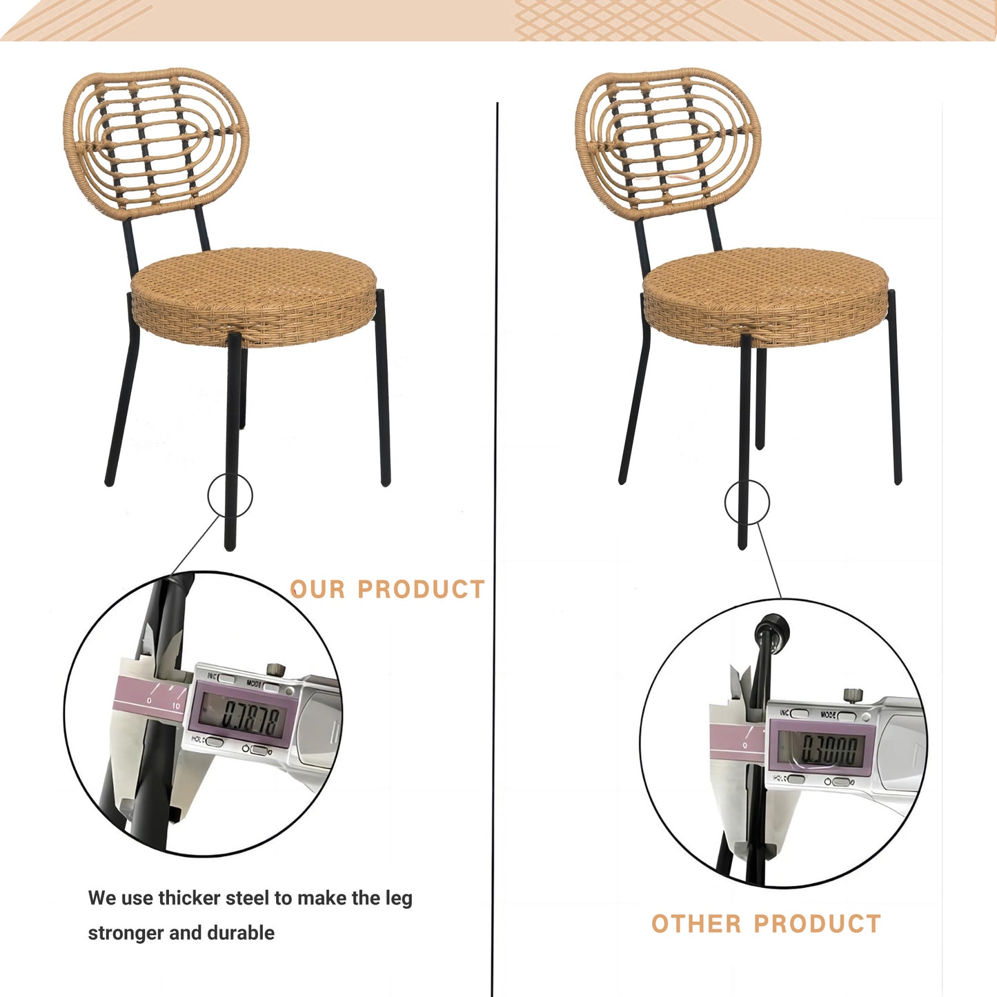 Woven rattan dining chair with black metal legs natural finish contemporary design