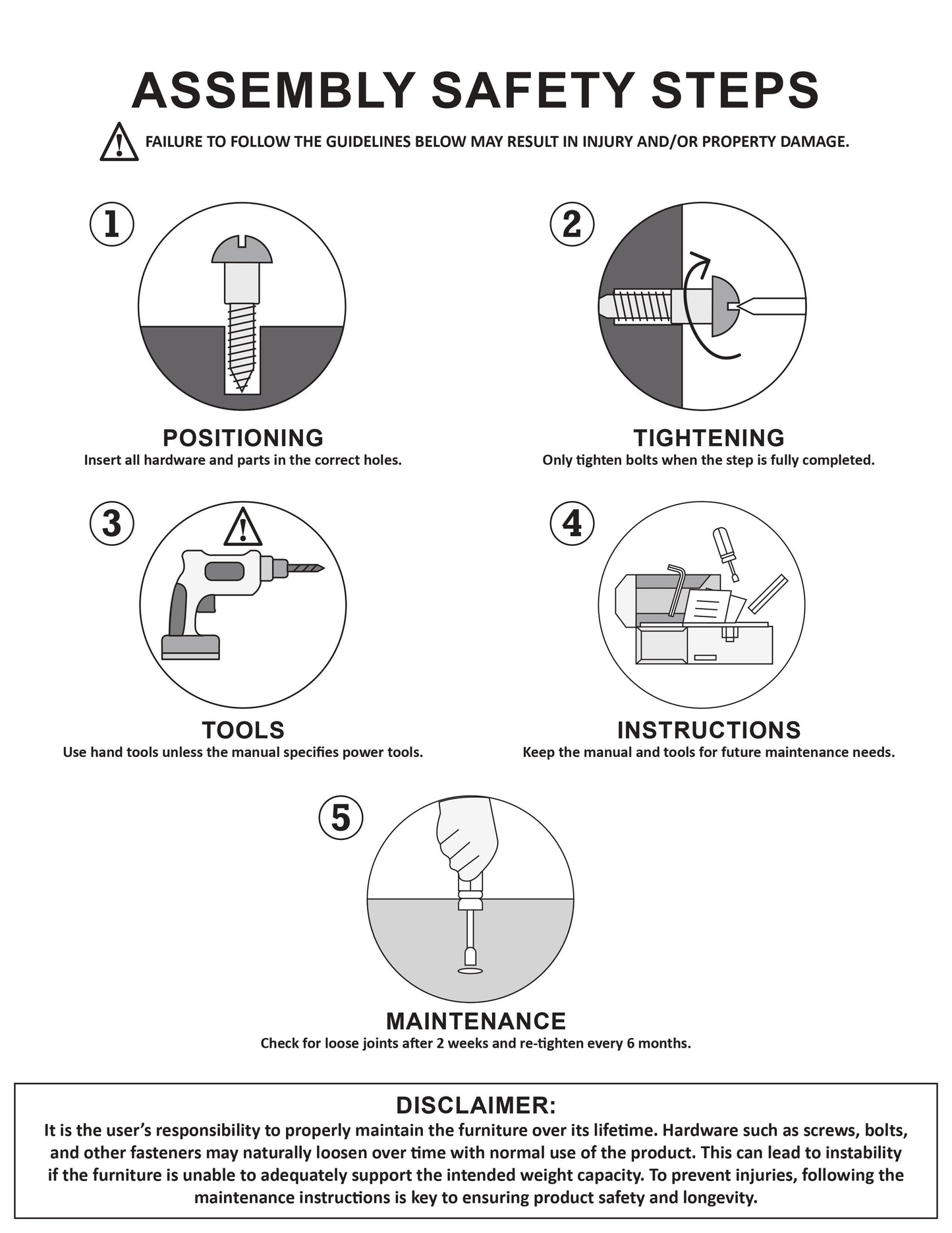 Diagram showing screw insertion for furniture positioning
