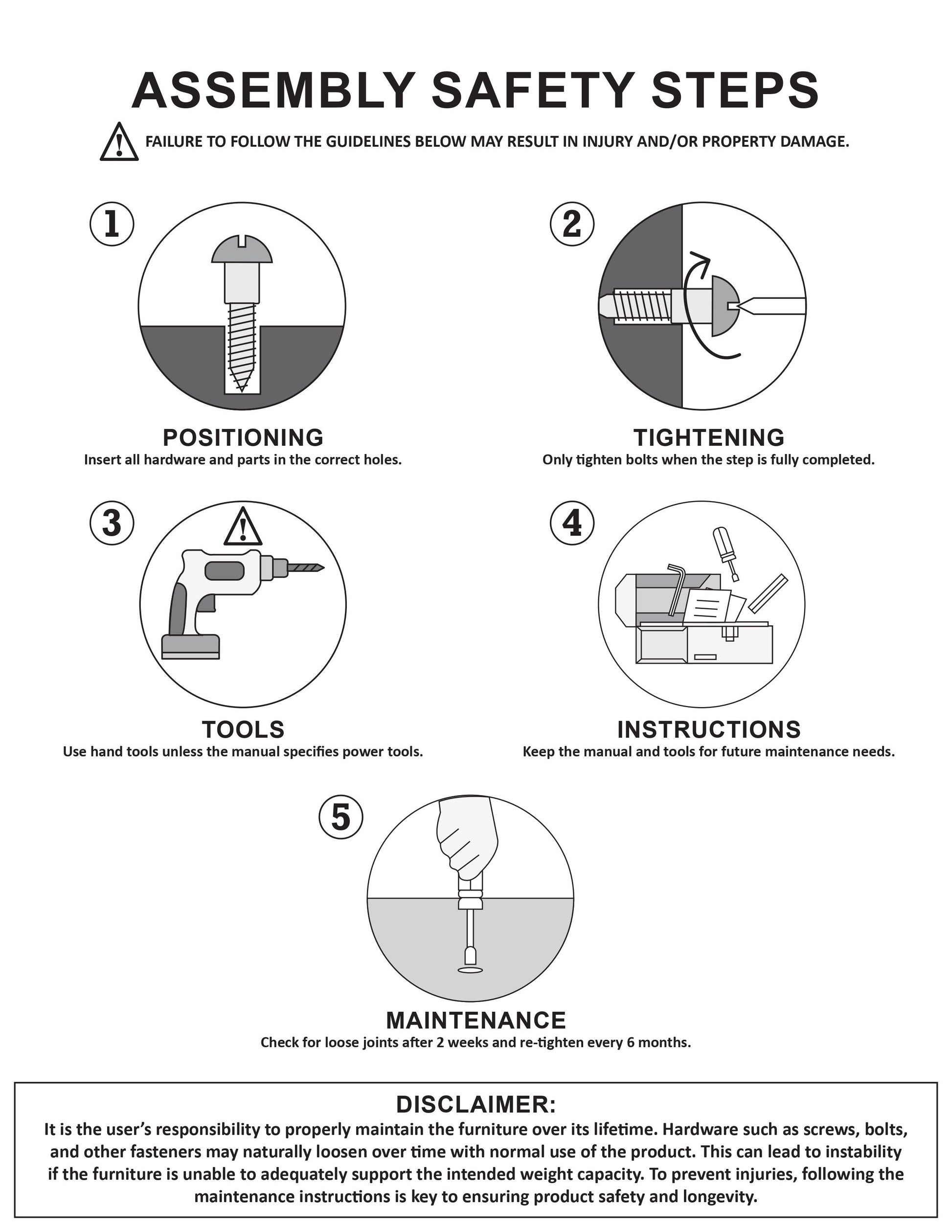 Diagram showing screw insertion for furniture positioning