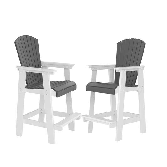 Two white and grey Adirondack counter stools perfect for outdoor entertaining