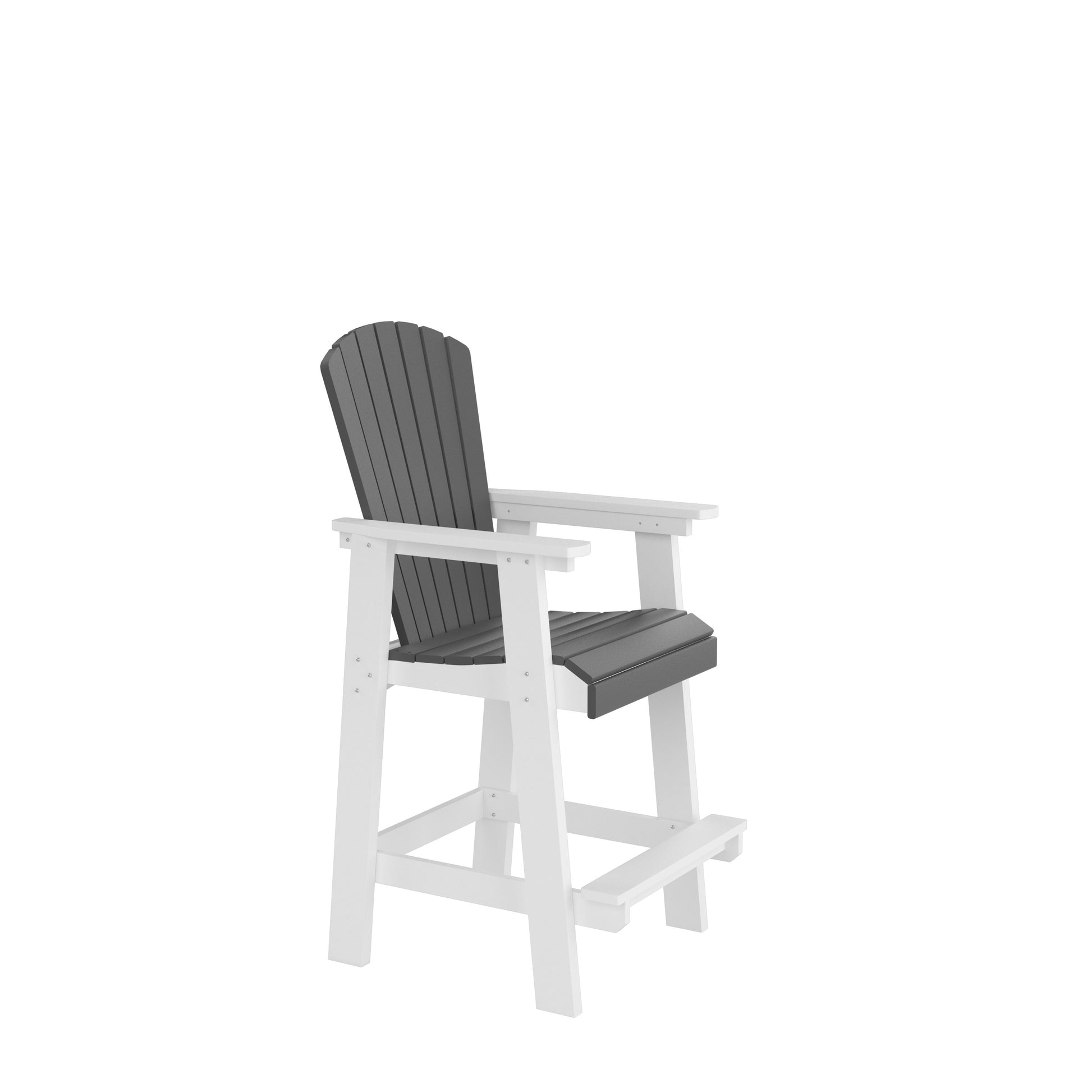White and grey Adirondack bar stool with armrests ideal for outdoor seating