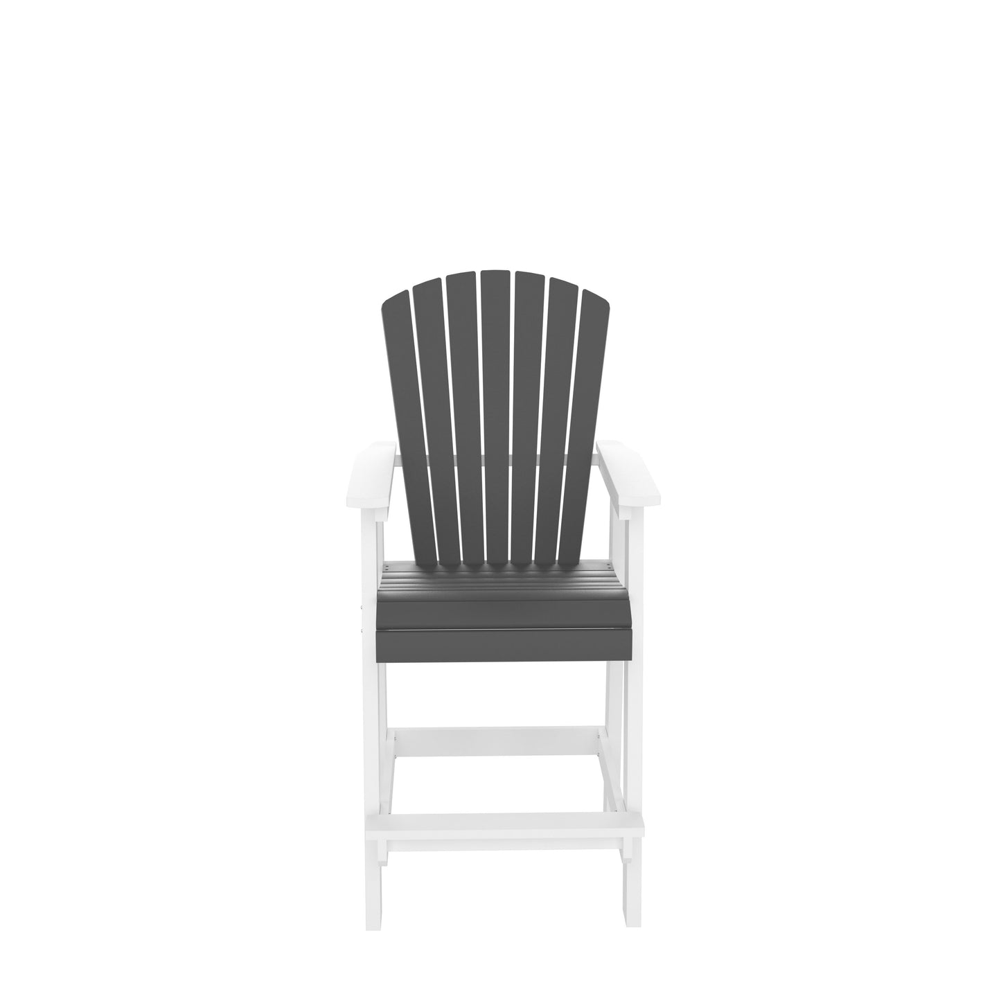 Gray and white Adirondack bar stool perfect for outdoor patio seating