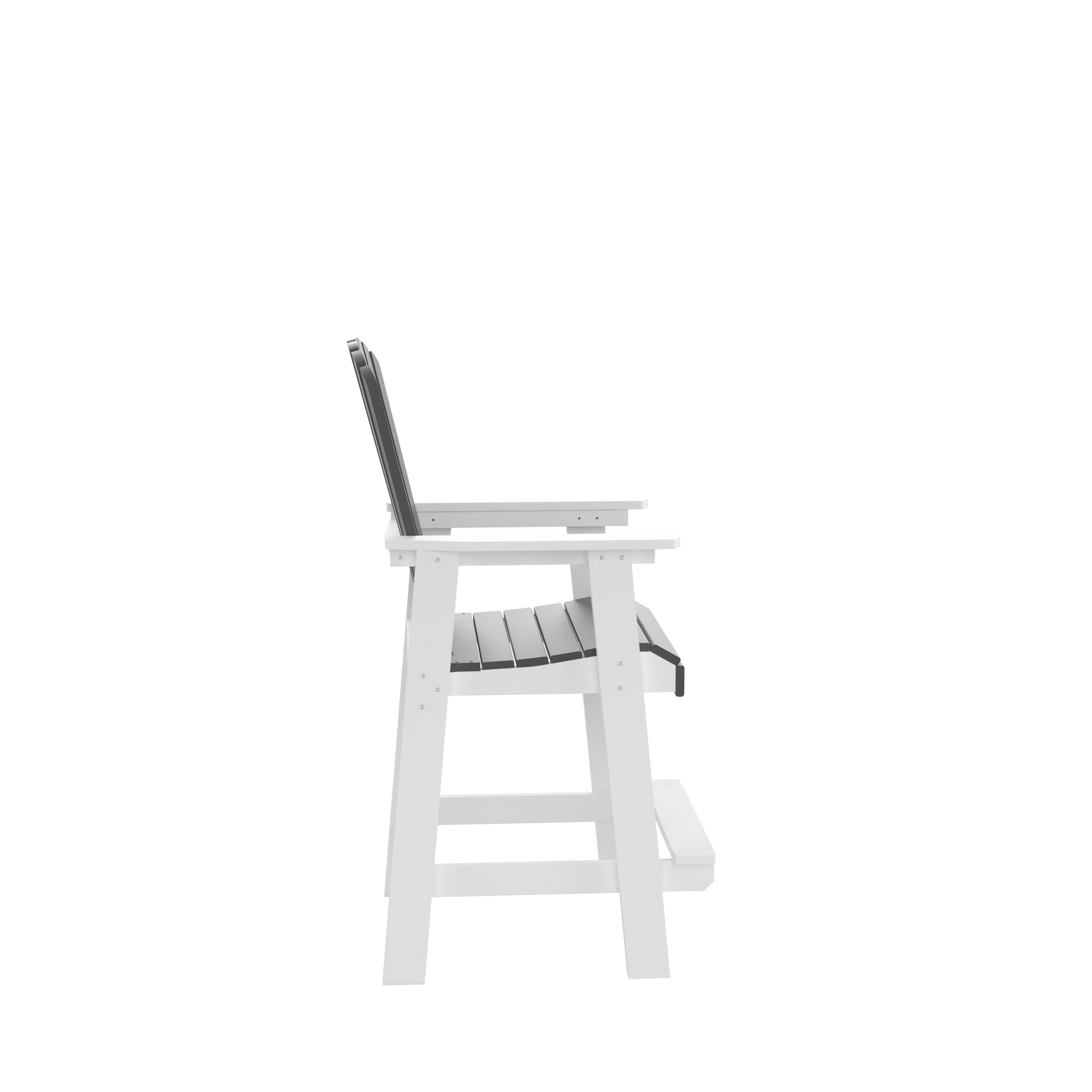 White Adirondack bar stool with grey slats ideal for outdoor seating