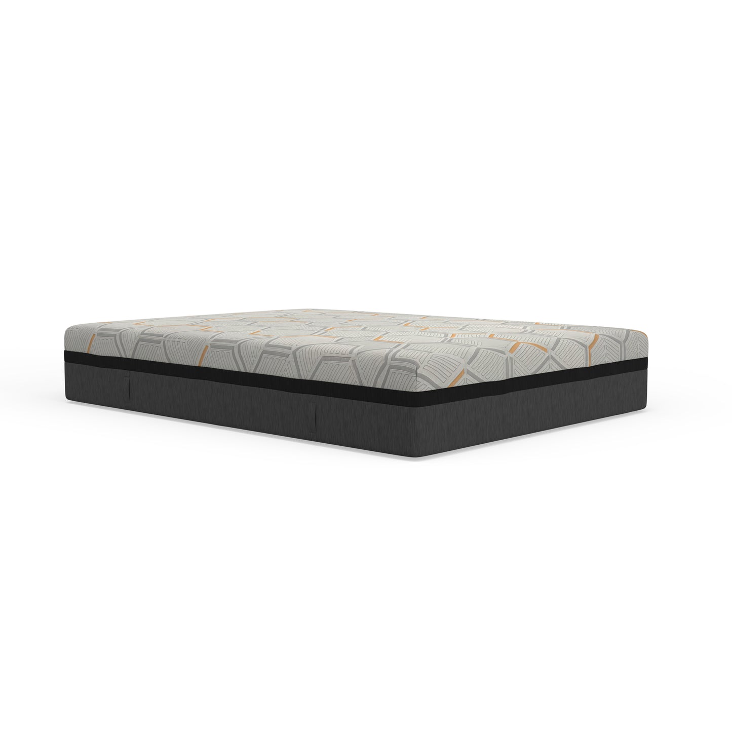 Gray and white geometric pattern mattress with charcoal base king size