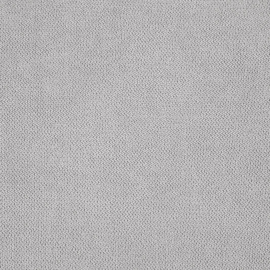 Closeup of light gray knit fabric with visible texture
