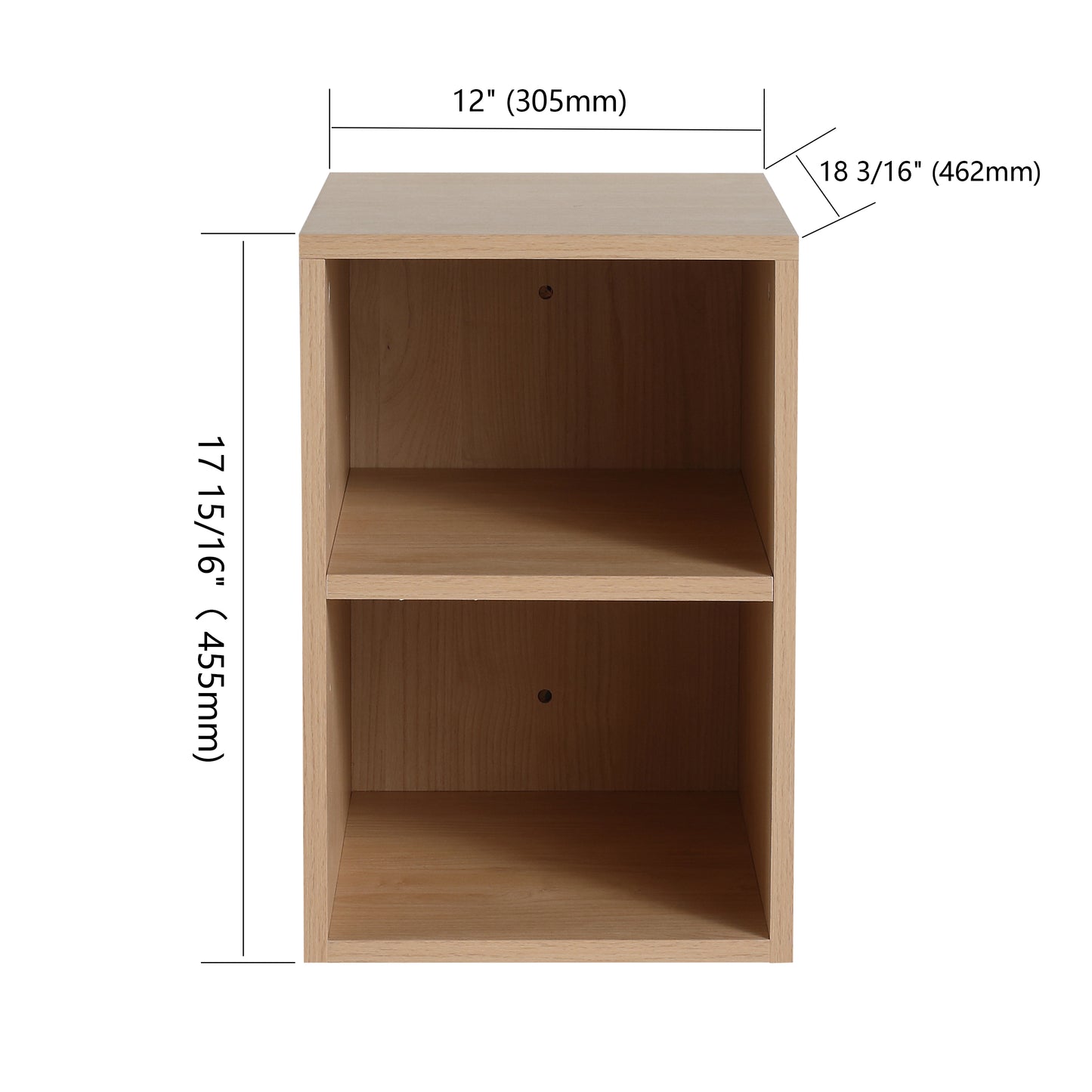 Light oak twotier cube storage shelf with dimensions  x  x