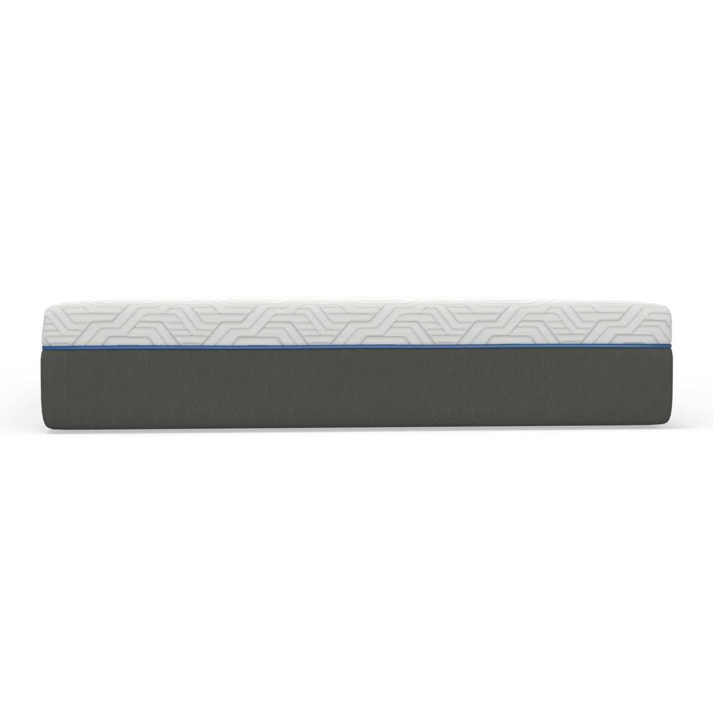 Comfortable memory foam mattress with white geometric pattern top and dark gray sides