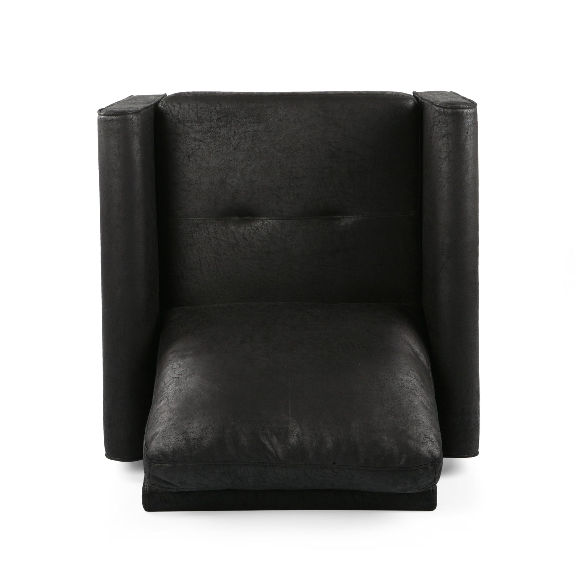 Black leather accent chair with recliner and ottoman modern minimalist design