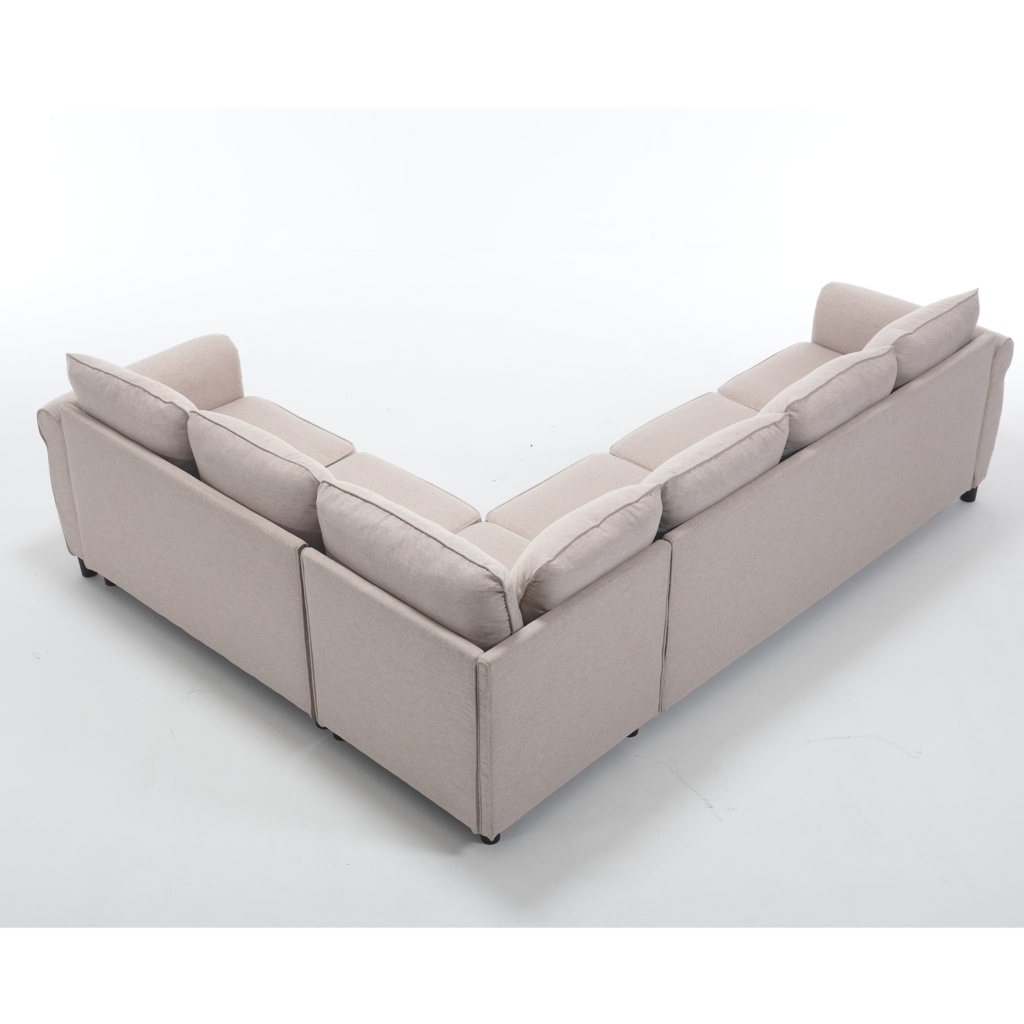 Beige fabric sectional sofa with plush cushions and clean lines ideal for modern living rooms