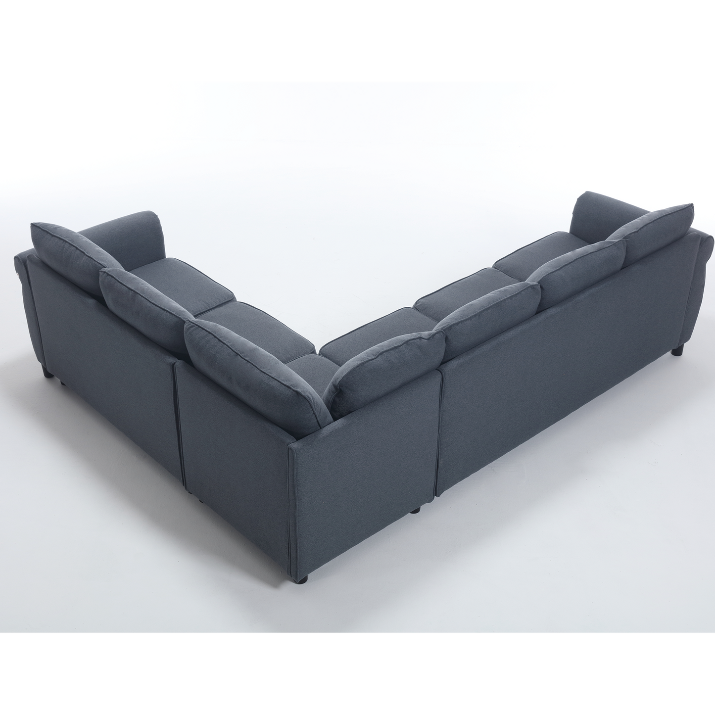 Dark gray fabric sectional sofa with plush cushions modern living room furniture