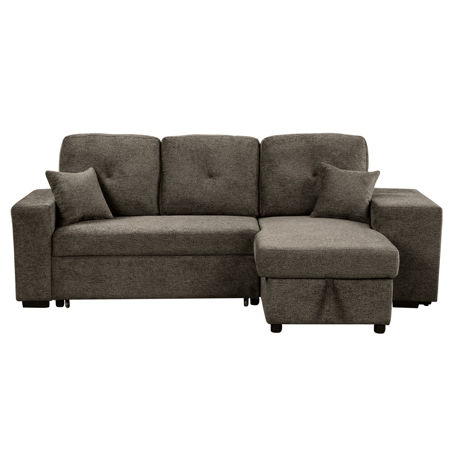 Modern charcoal sectional sofa with chaise lounge and accent pillows ideal for living room comfort