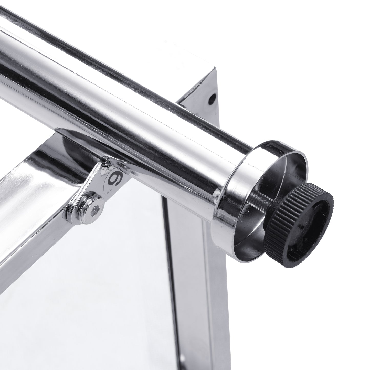 Polished chrome adjustable leg with black rubber foot for furniture