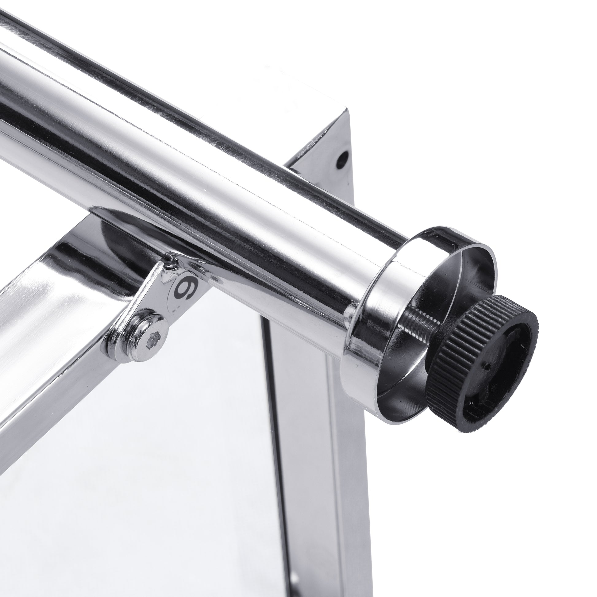 Polished chrome adjustable leg with black rubber foot for furniture