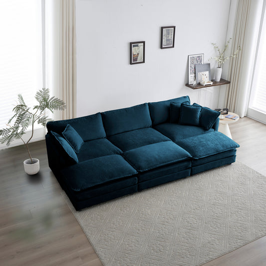 Deep teal velvet sectional sofa with plush cushions and chaise lounge ideal for modern living rooms