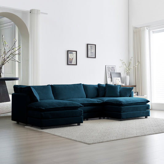 Deep teal velvet sectional sofa with plush cushions for ultimate comfort
