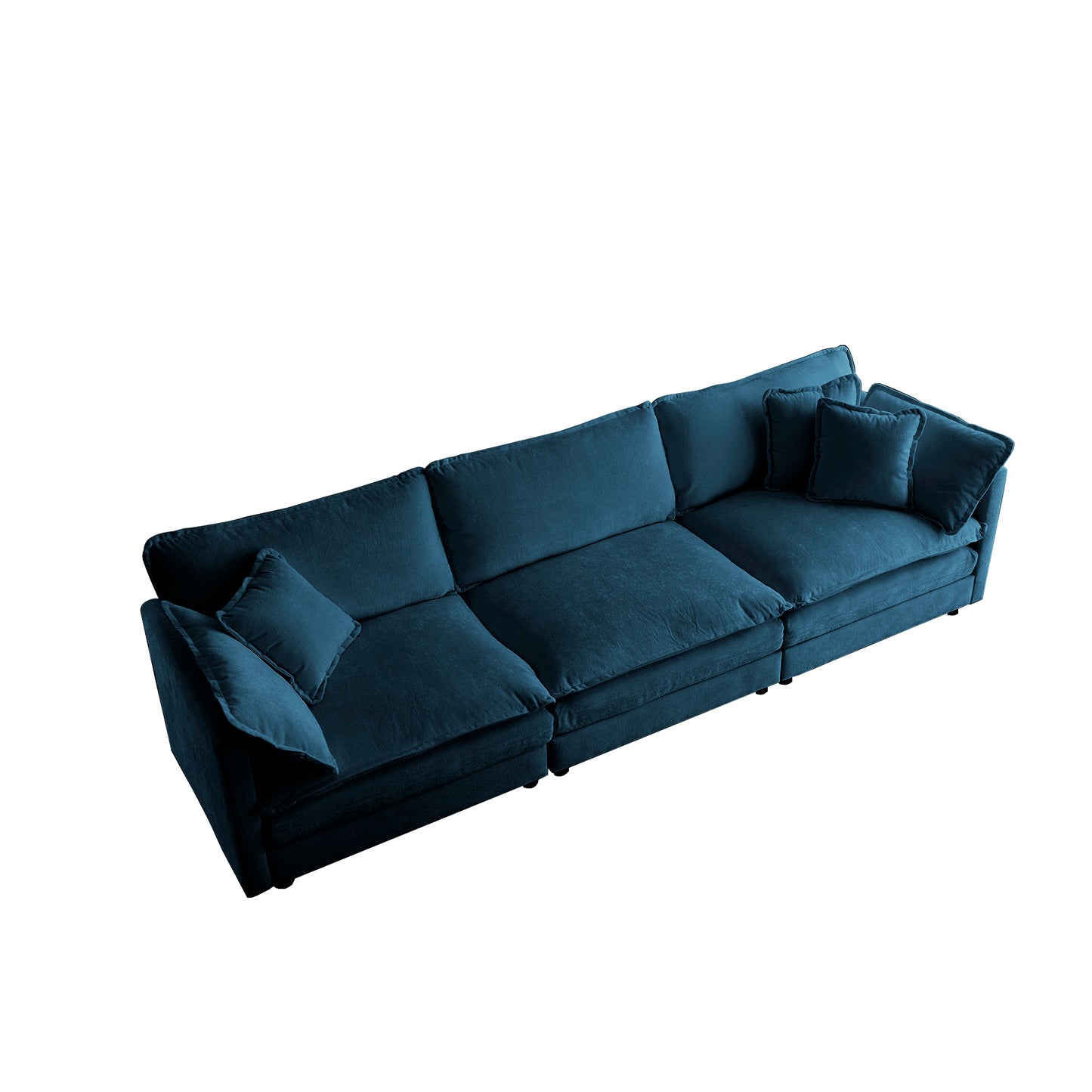 Deep teal velvet sectional sofa with plush cushions and modern design for living rooms