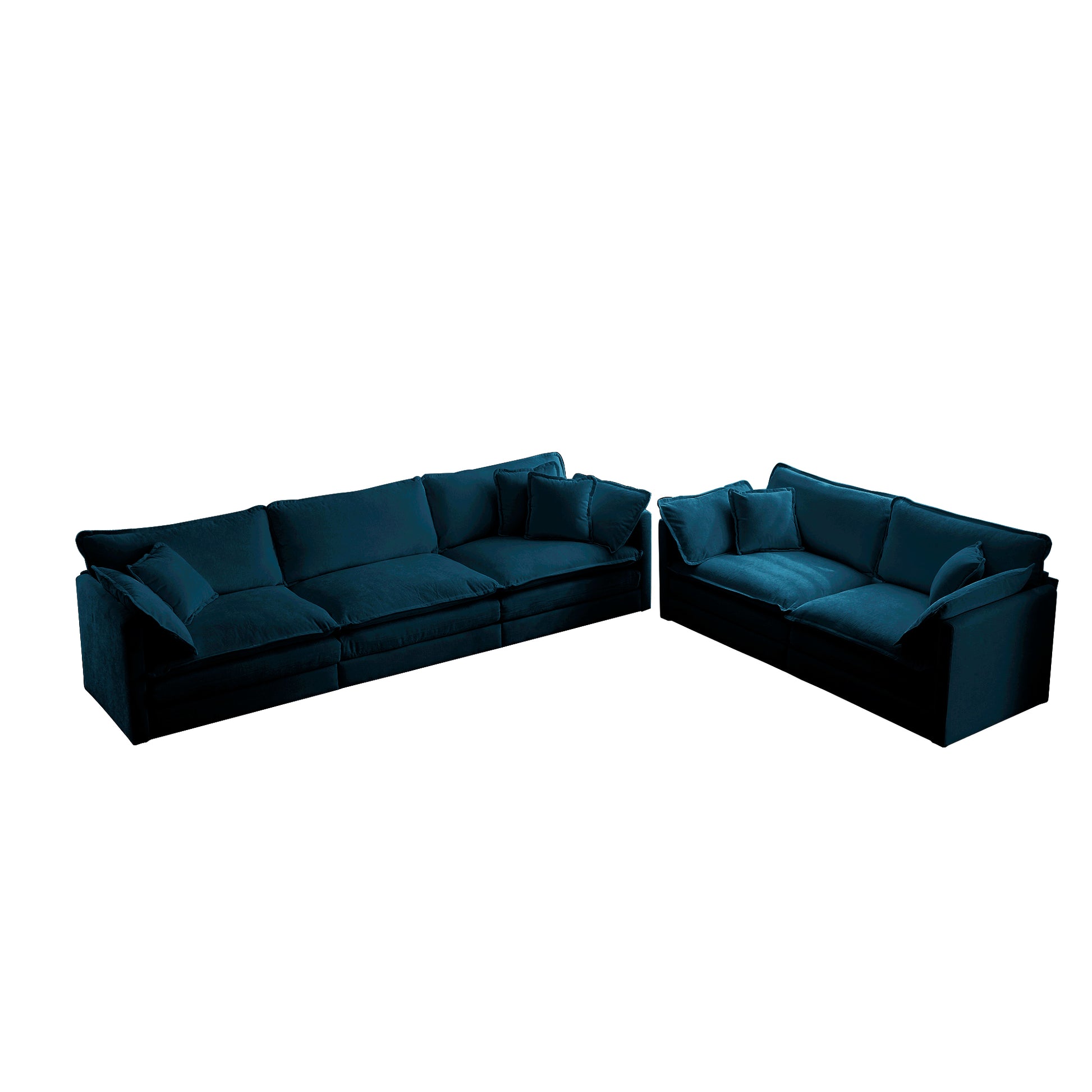 Deep teal velvet sectional sofa with plush cushions perfect for modern living rooms