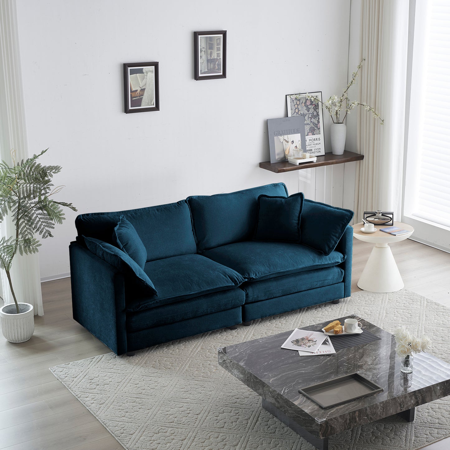 Plush teal velvet sectional sofa with deep seats and soft cushions ideal for modern living rooms