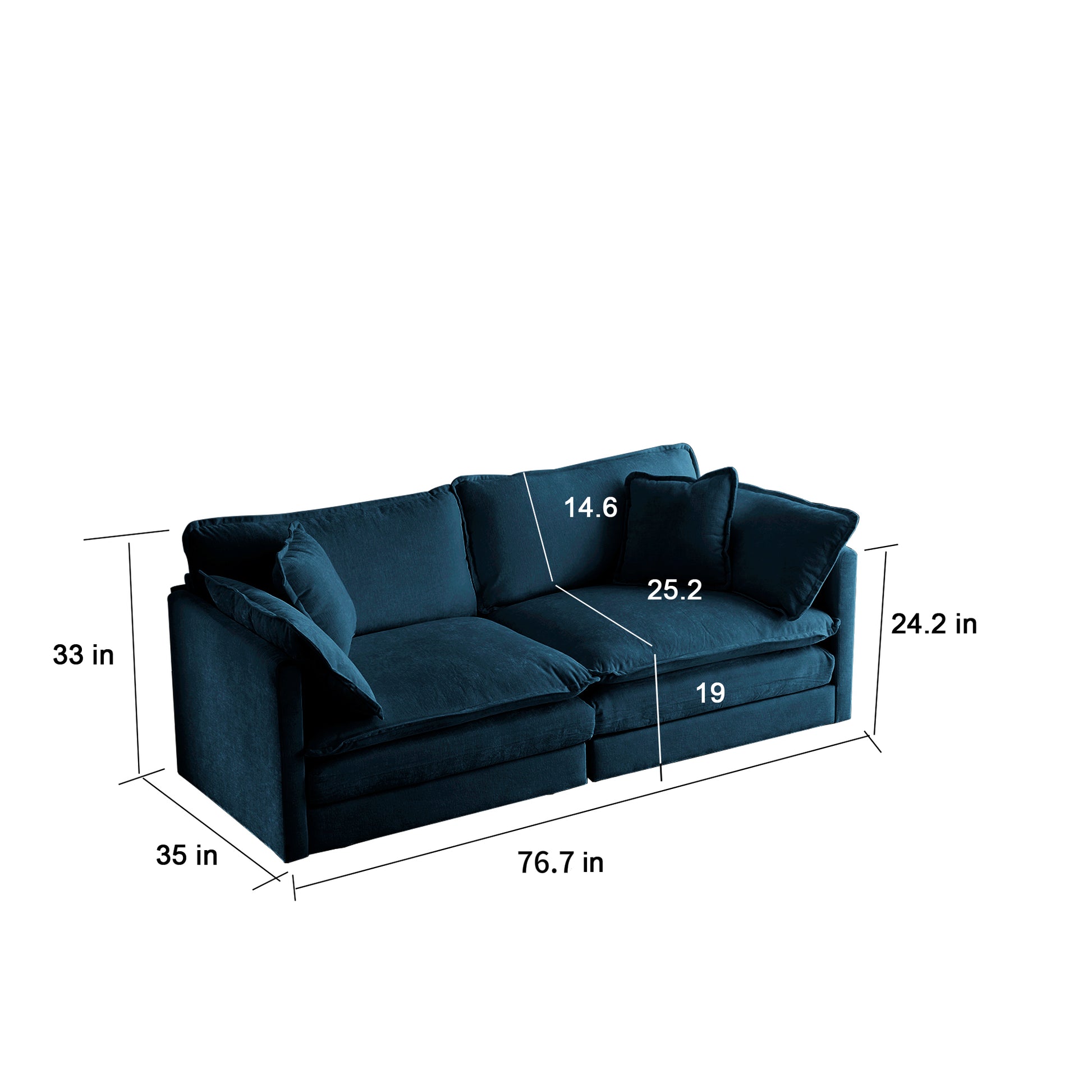 Deep teal velvet sectional sofa with plush cushions and modern design