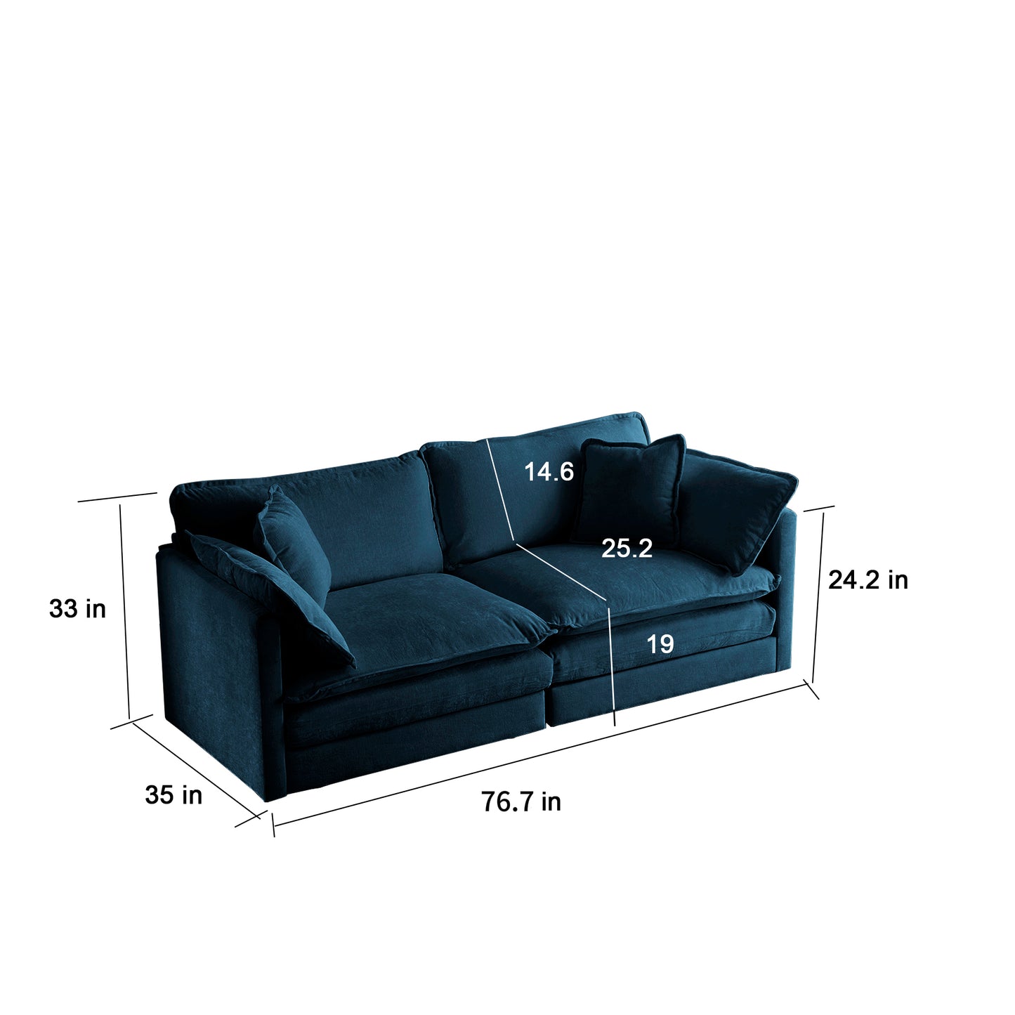 Deep teal velvet sectional sofa with plush cushions and armrests