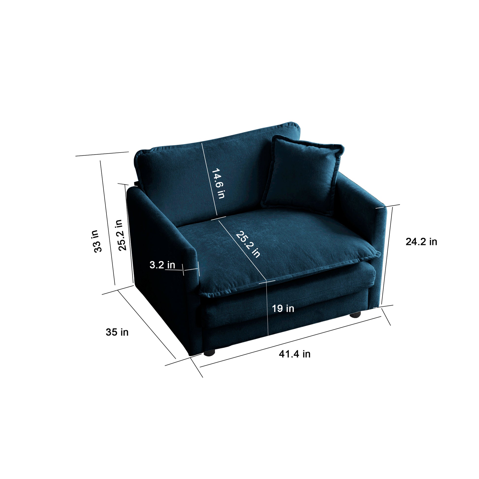 Plush teal velvet accent chair with ample seating perfect for small spaces