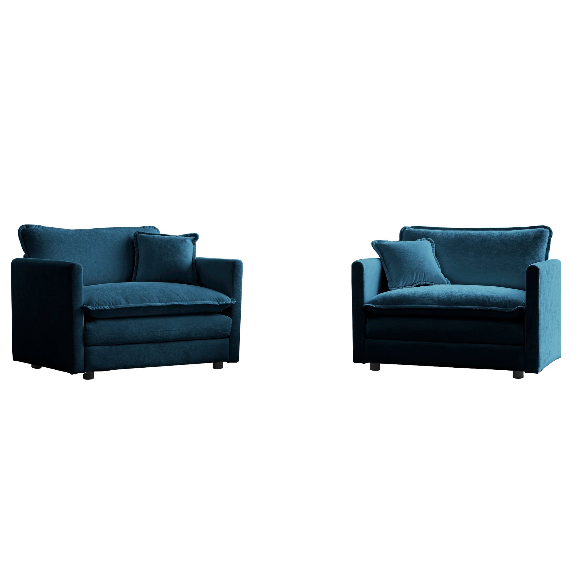 Plush teal velvet armchair with a matching accent pillow perfect for small spaces