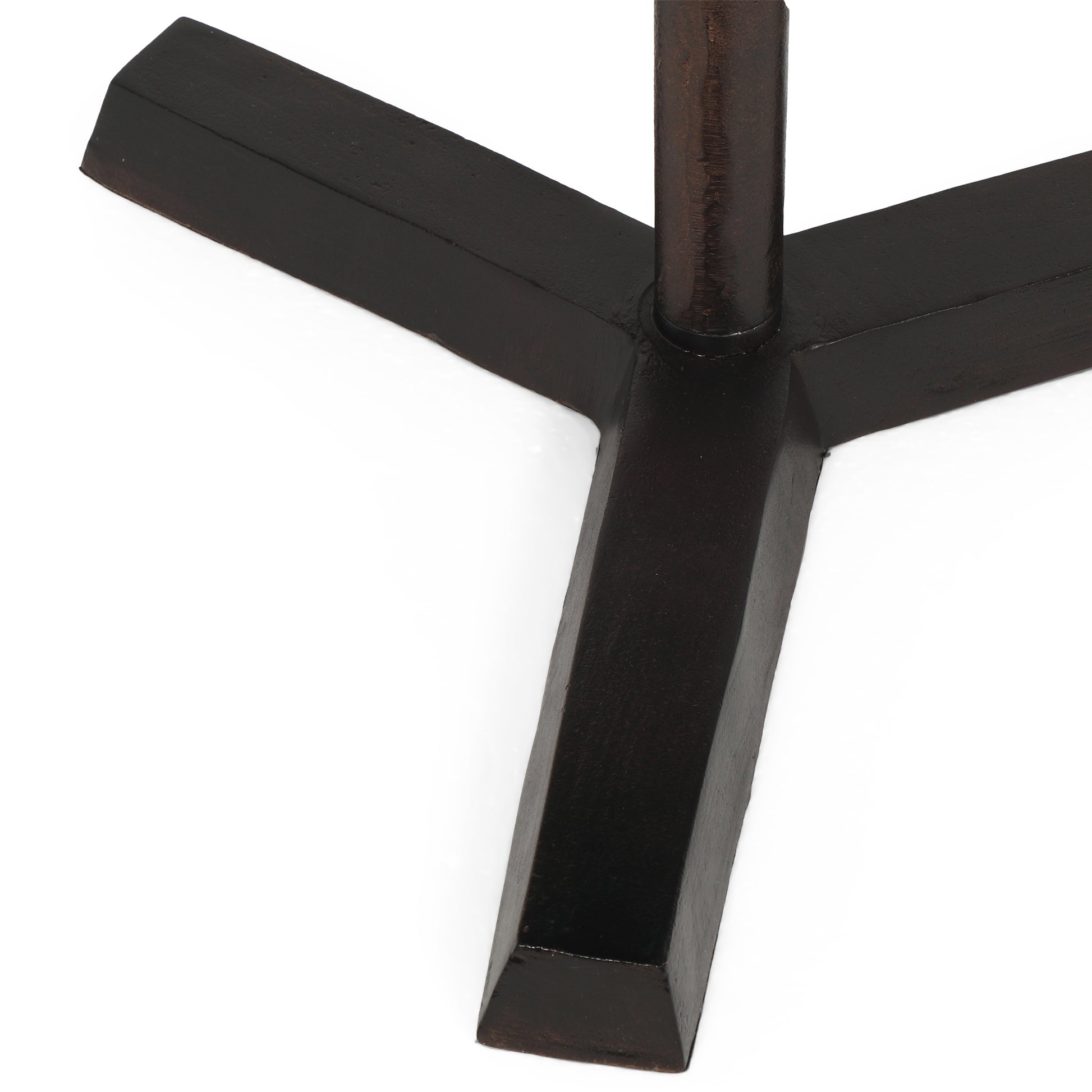 Dark brown wooden tripod base for a sturdy lamp stand