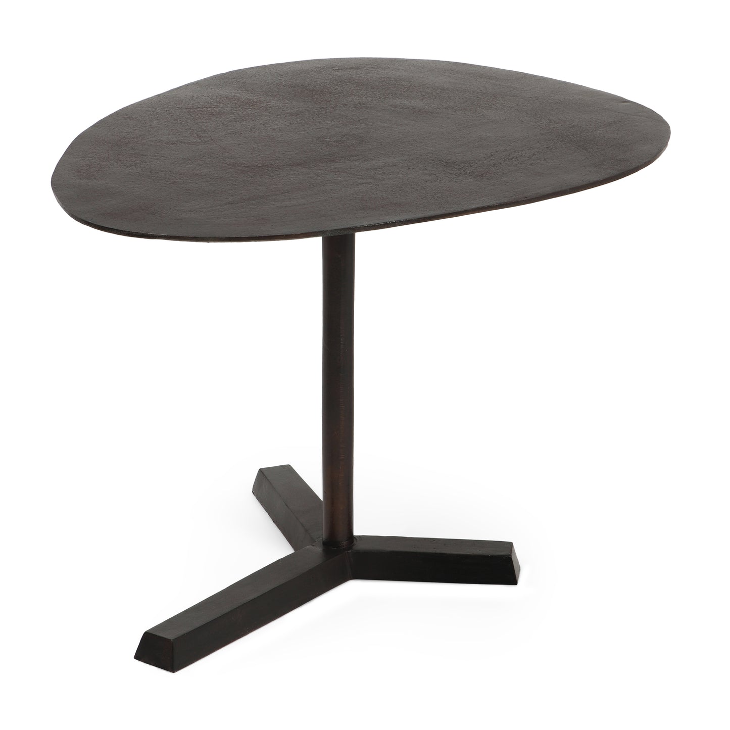 Dark brown abstract sculptural side table with matte finish
