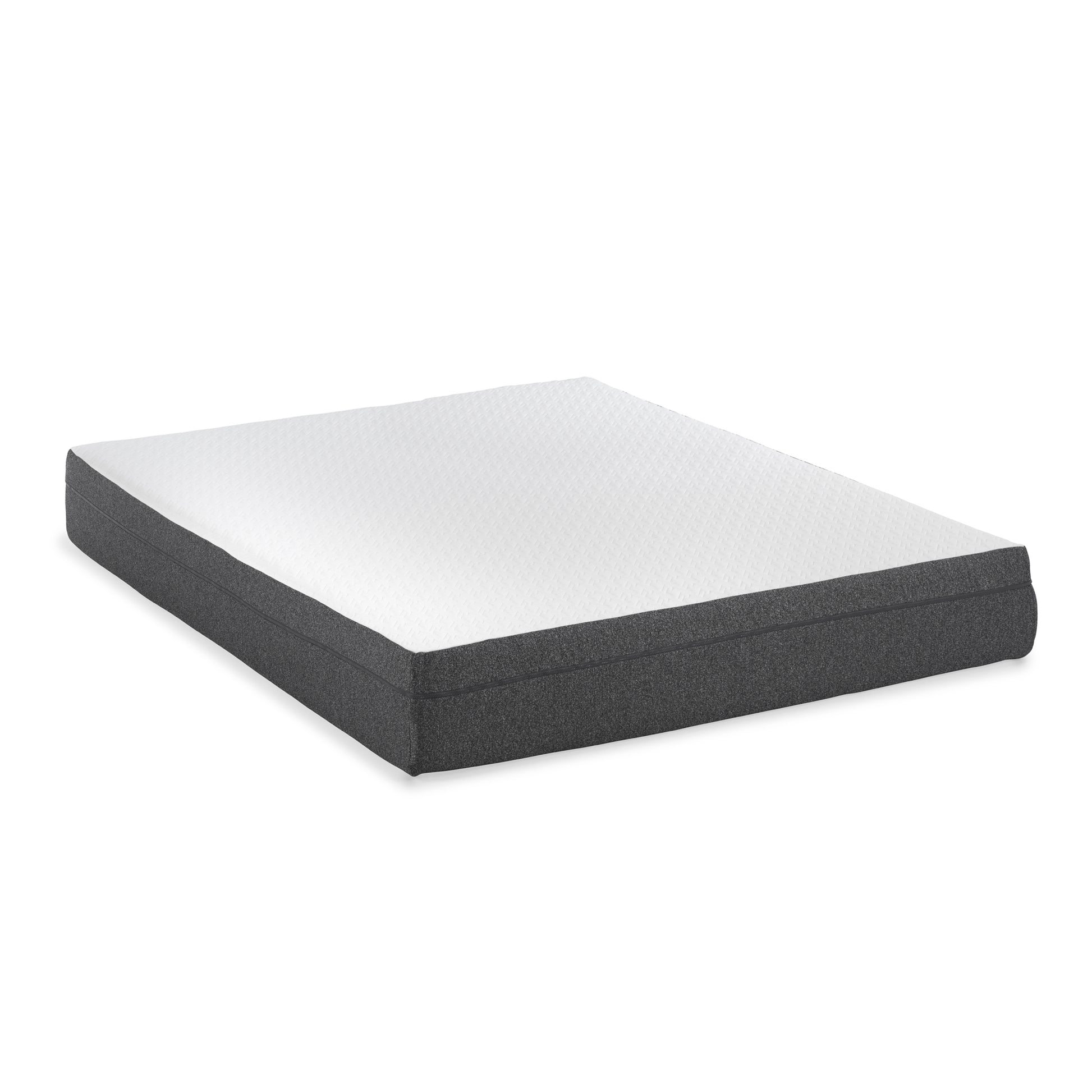 White gel memory foam mattress with dark gray base
