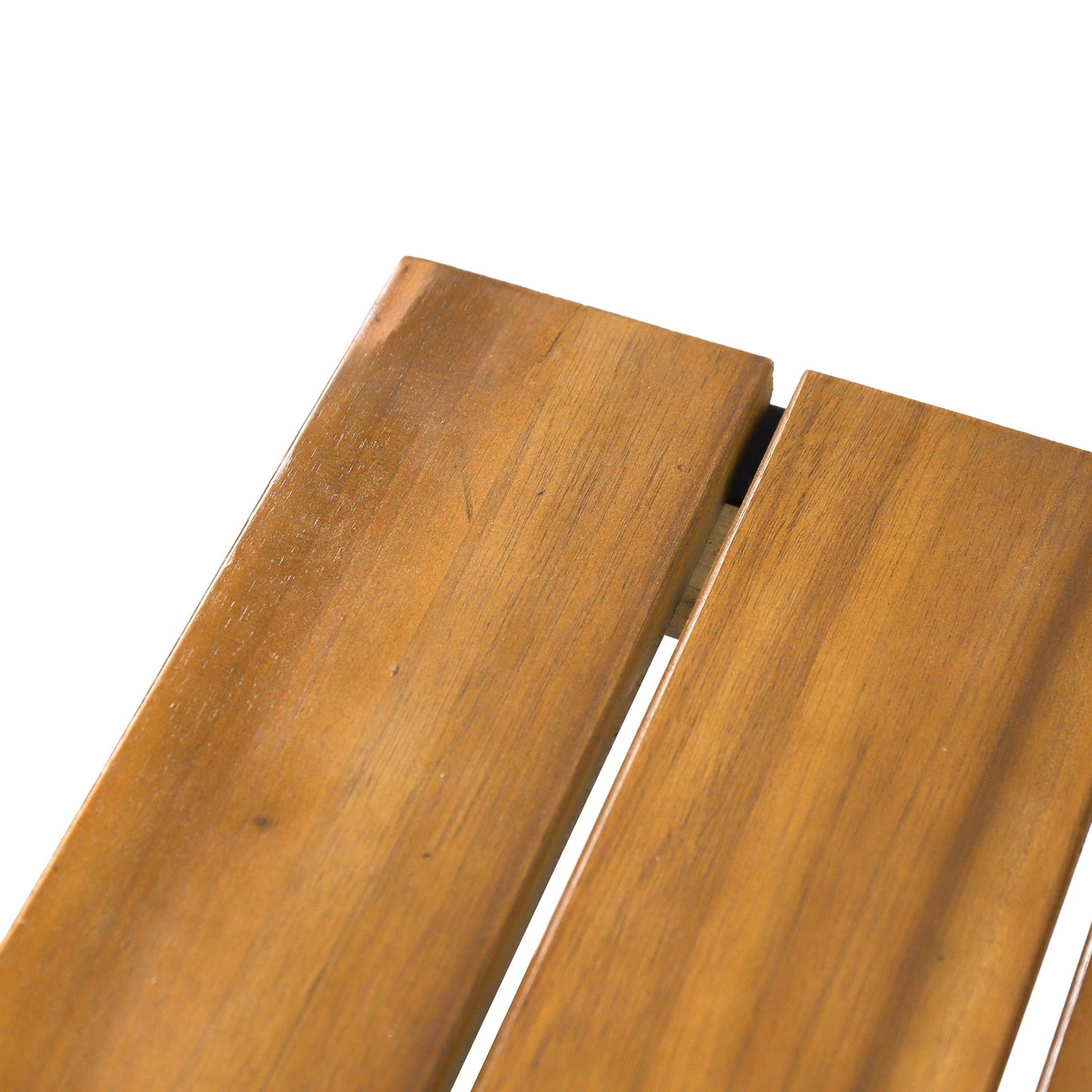 Closeup of polished wood slats with visible grain texture