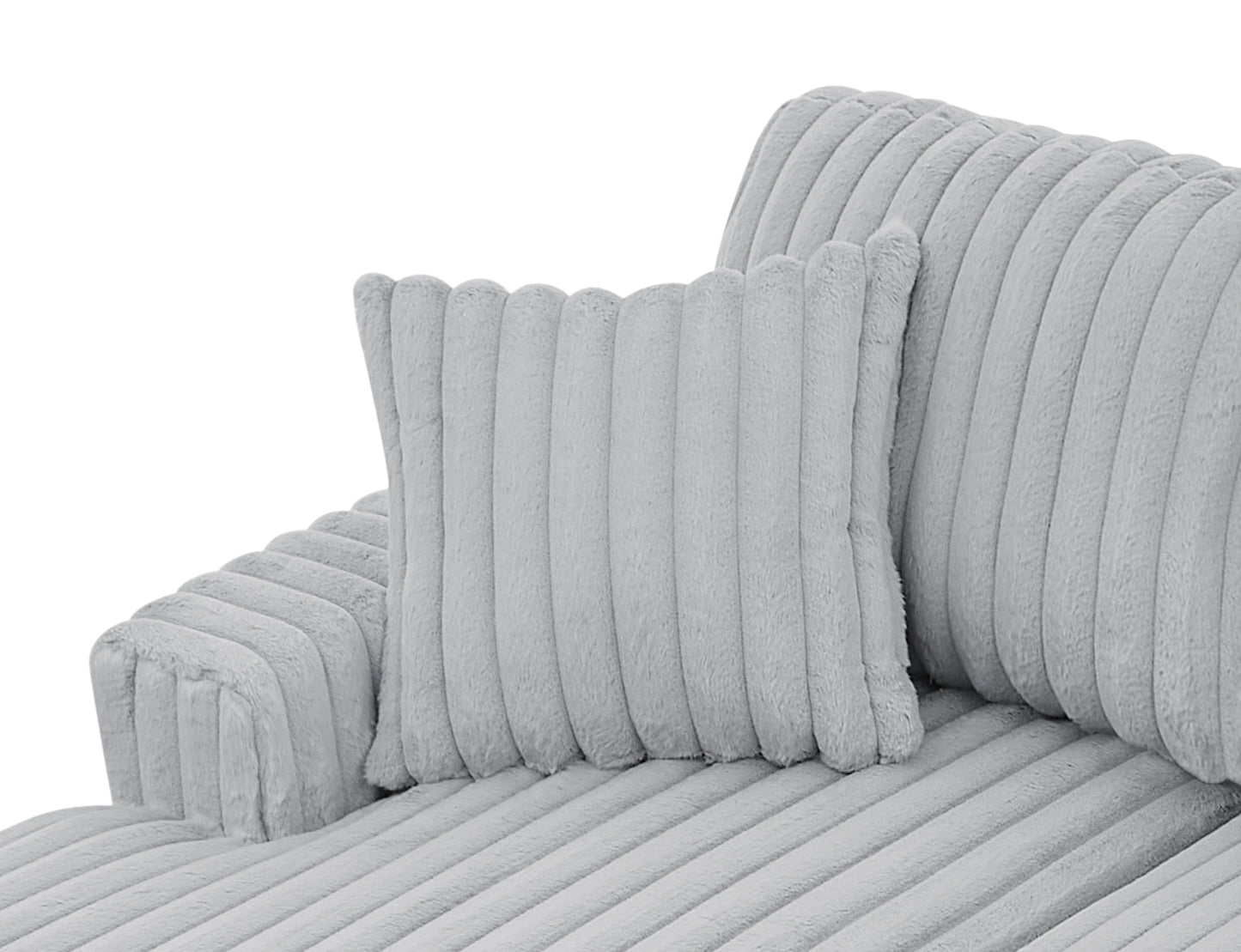 Plush grey throw pillow with soft corduroy texture for sofa accent