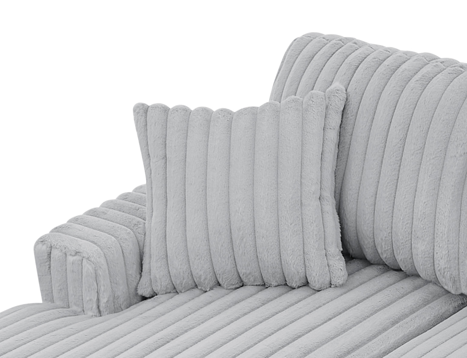 Plush grey throw pillow with soft corduroy texture for sofa accent