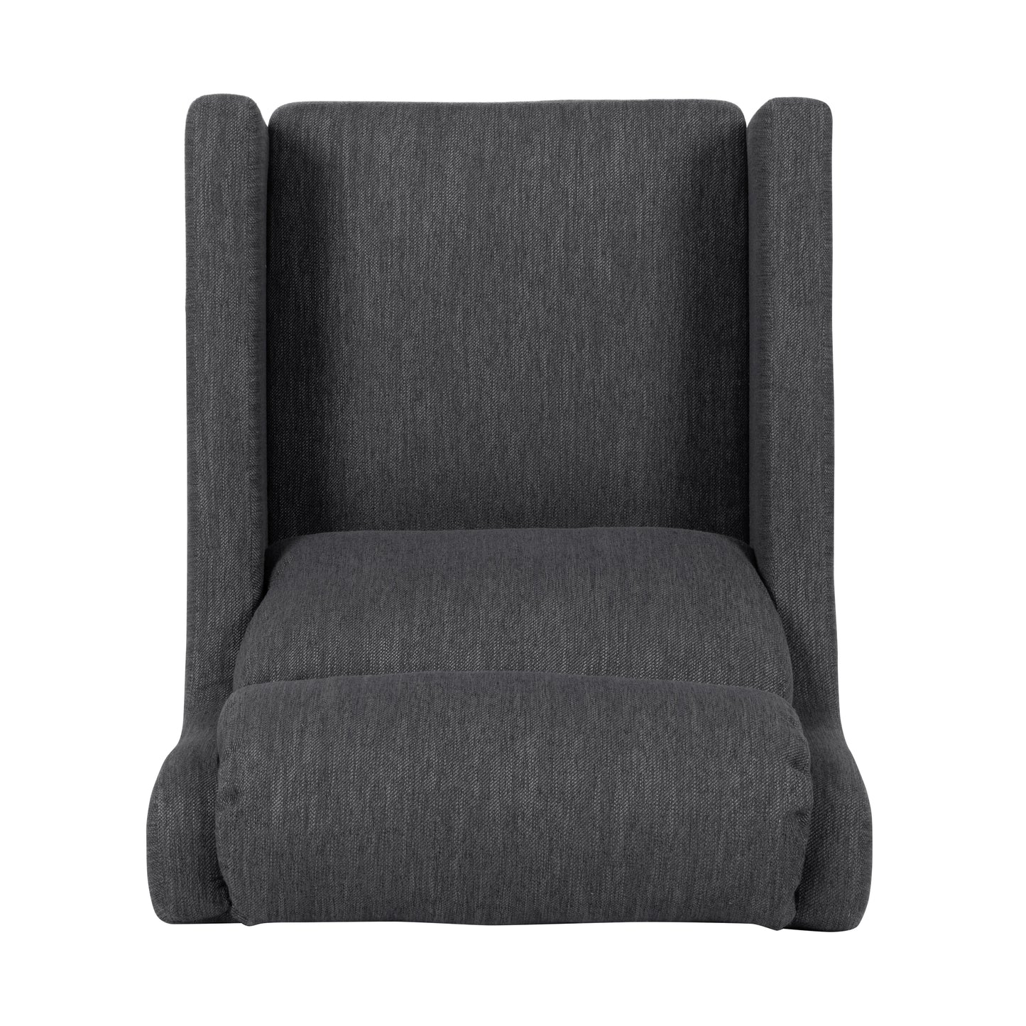 Dark gray upholstered wingback chair with plush seat cushion perfect accent seating