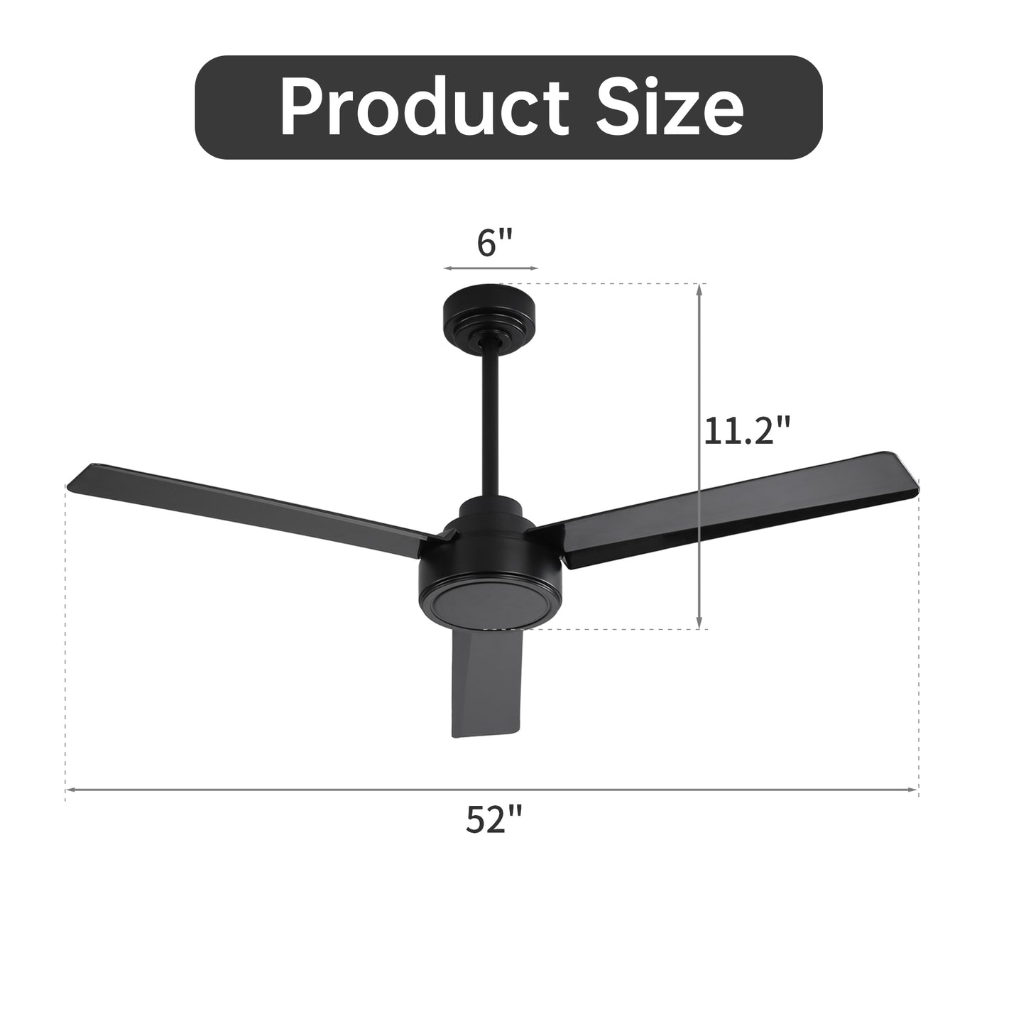 Modern black ceiling fan inch span inch downrod height ideal for large rooms
