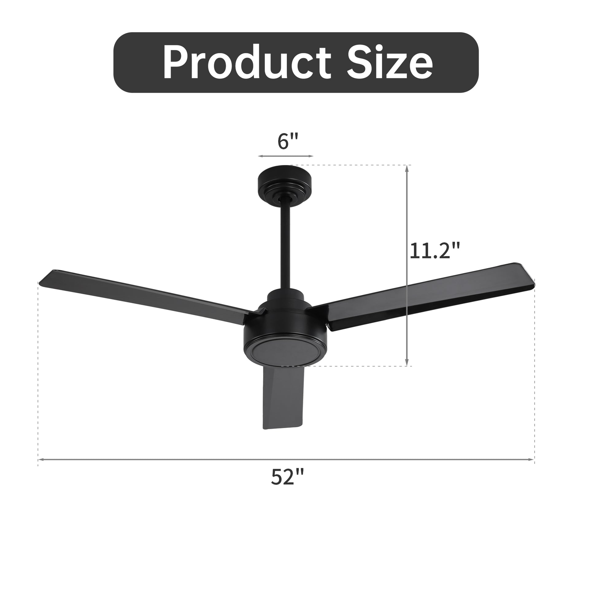 Modern black ceiling fan inch span inch downrod height ideal for large rooms
