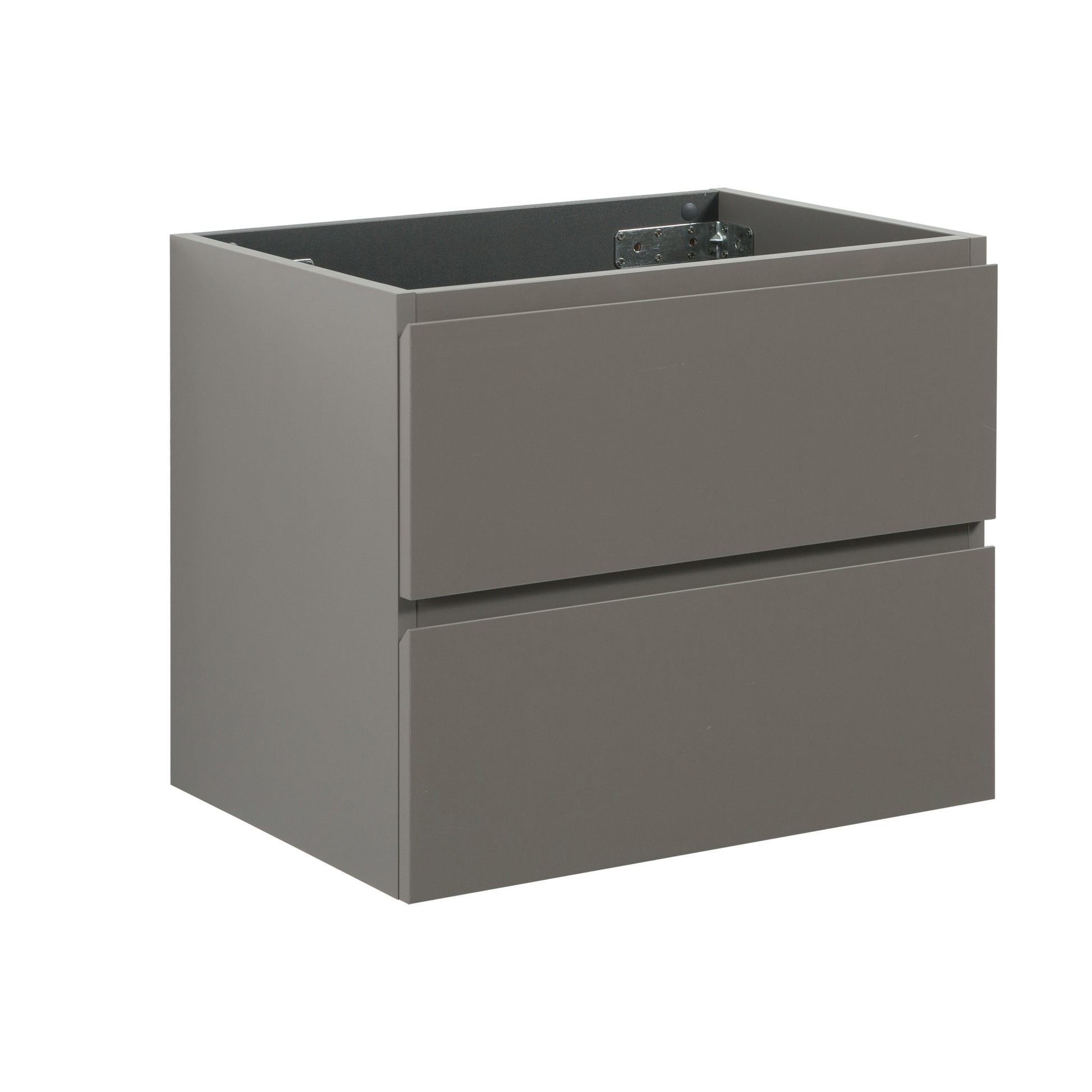 Gray twodrawer wallmounted vanity cabinet with sleek design