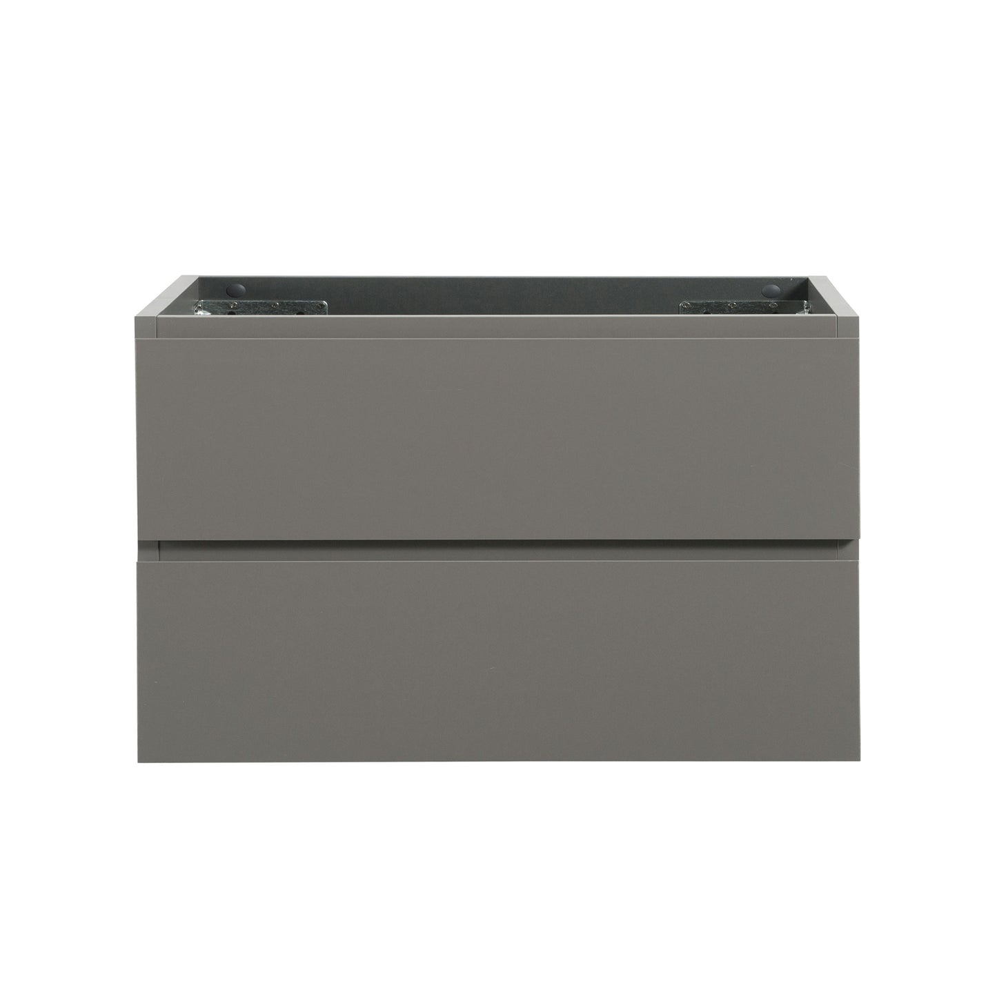 Modern gray wallmounted bathroom vanity cabinet with two deep drawers