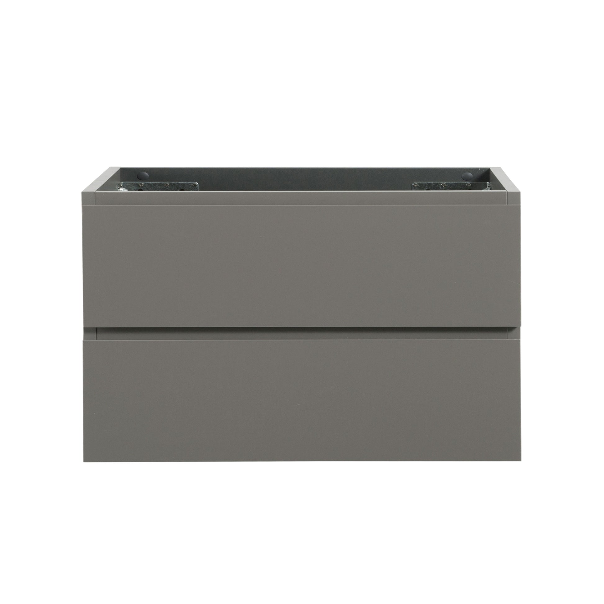 Modern gray wallmounted bathroom vanity cabinet with two deep drawers