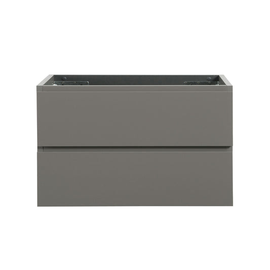 Modern gray wallmounted bathroom vanity cabinet with two deep drawers