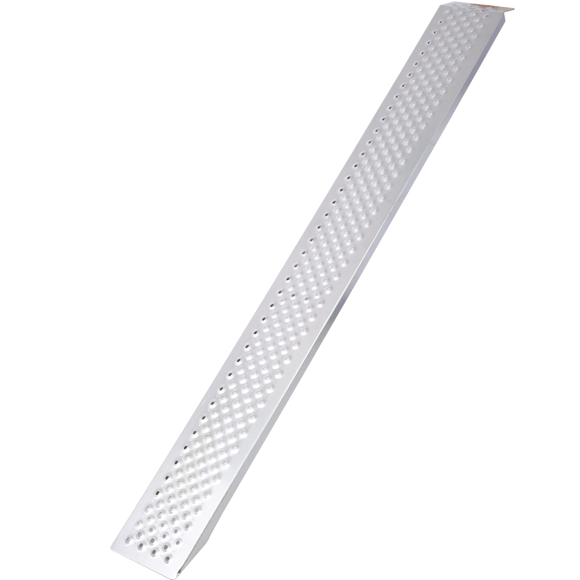 Silver aluminum threshold ramp with textured surface for traction