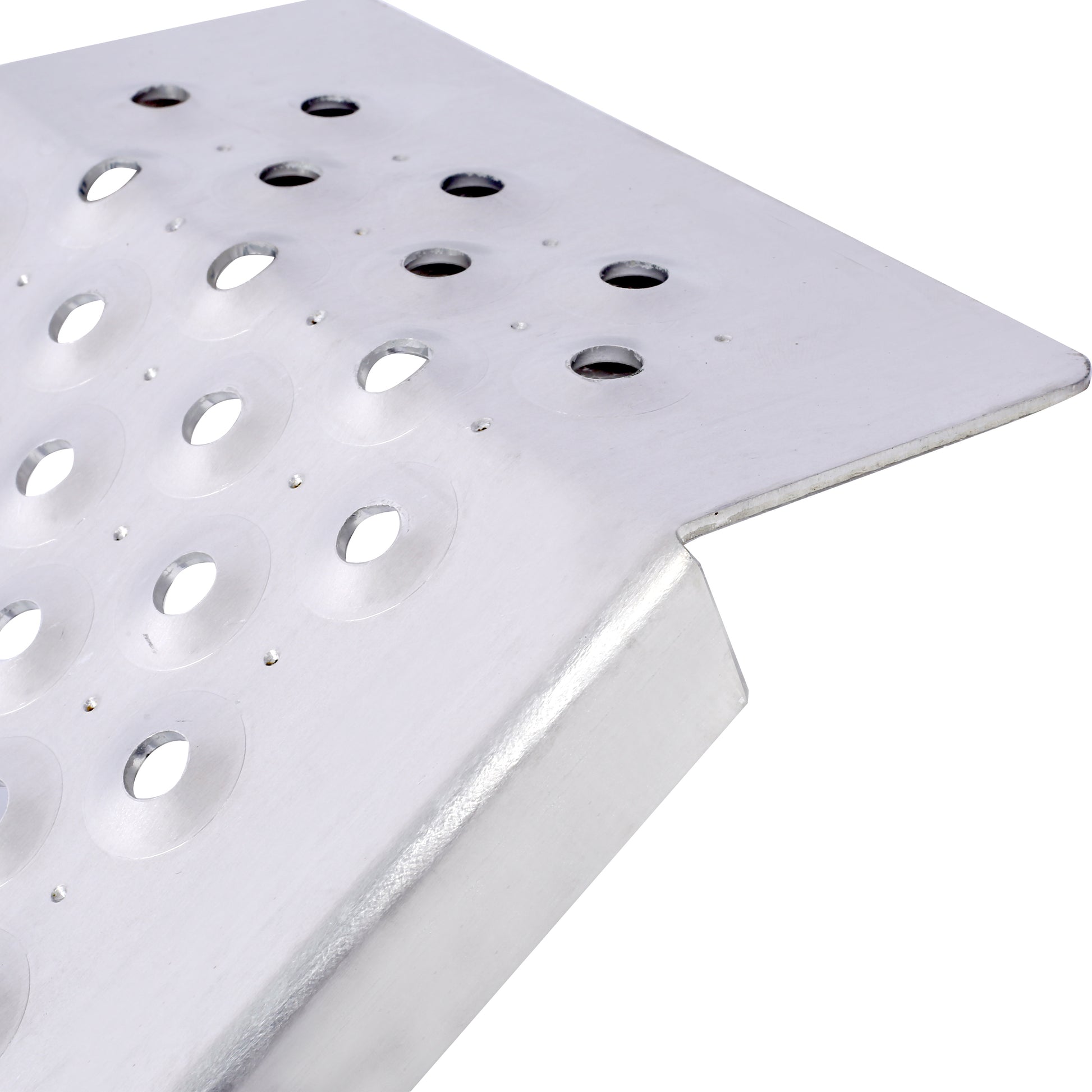 Silver aluminum diamond plate with raised pattern ideal for industrial flooring applications