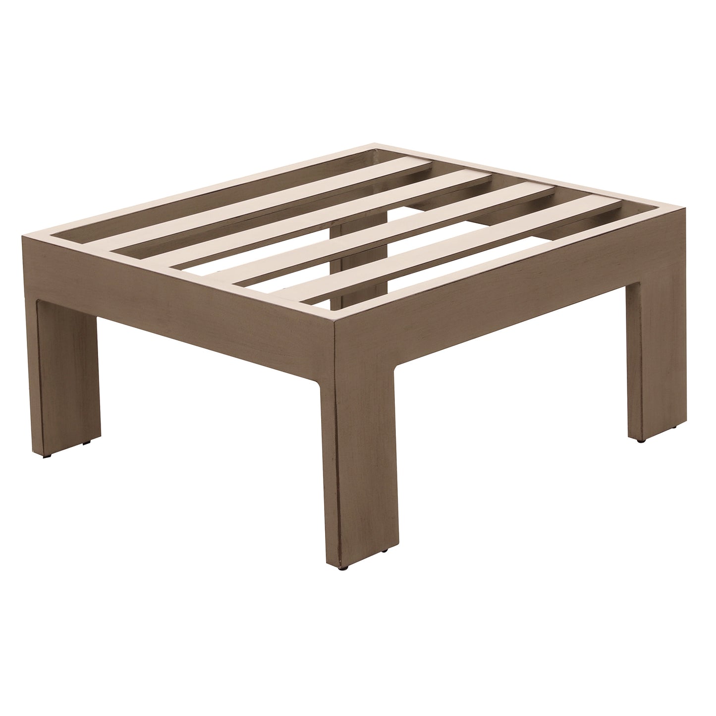 Bronze aluminum slatted coffee table base with modern block legs